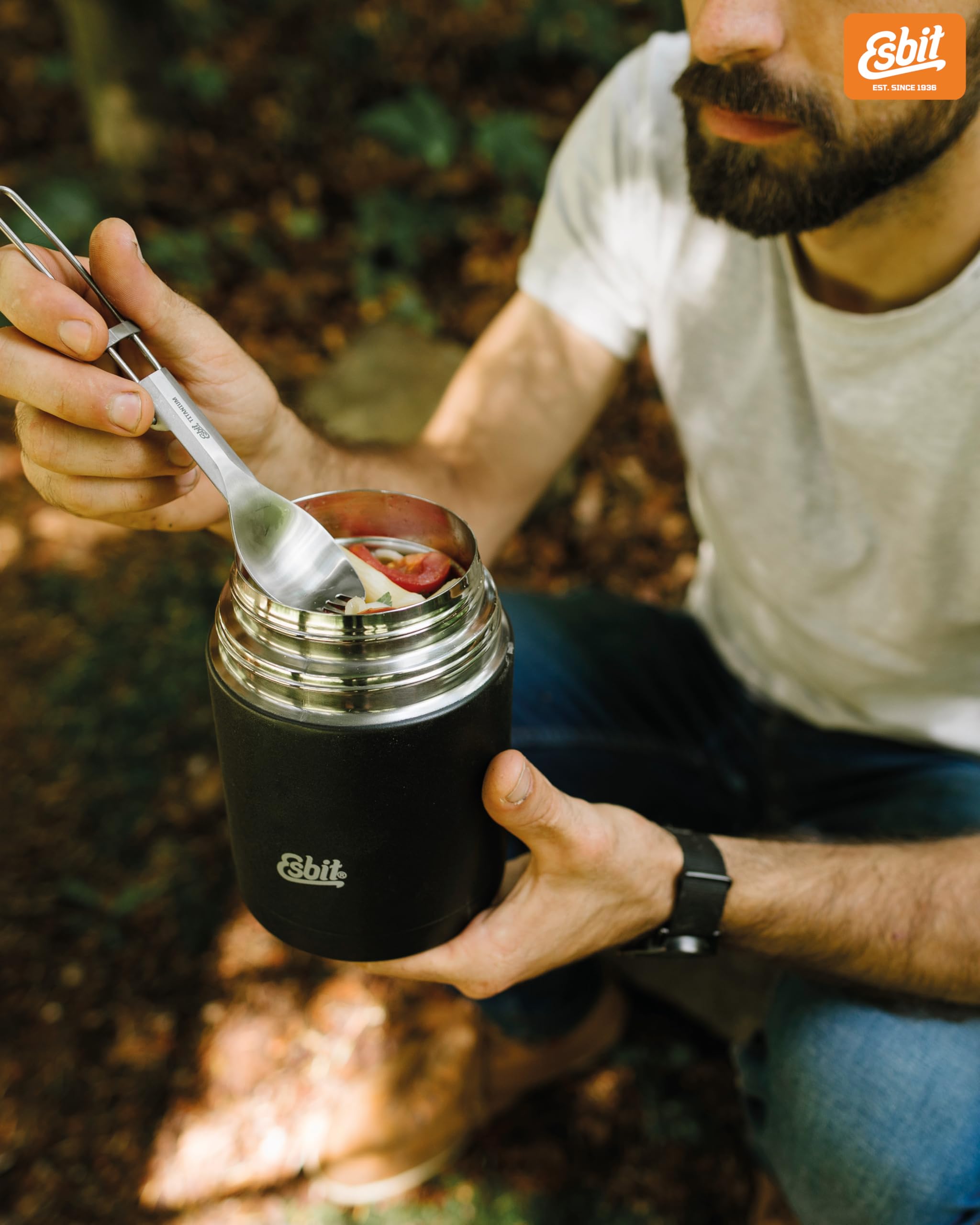 Esbit Contenitore termico classico, per alimenti, 750 ml, nero, in acciaio inox, per alimenti caldi e freddi