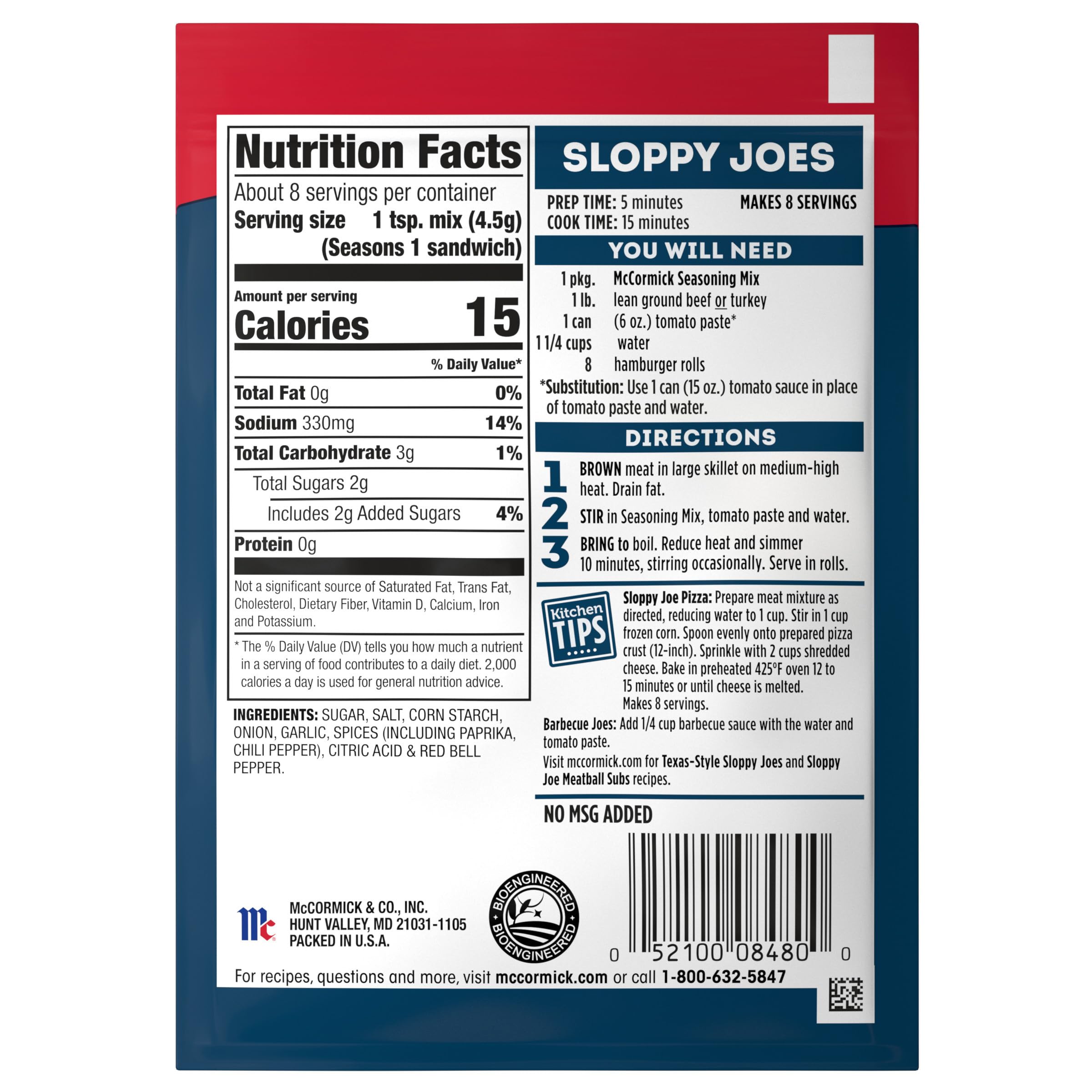 McCormick Sloppy Joe Mix, (1) 1.31 oz. packet