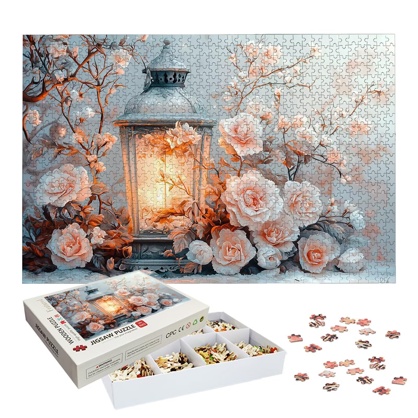 Puzzle 5000 sztuk dla dorosłych dzieci, puzzle z drewnianym kwiatem dla dorosłych, wymagające różowe łamigłówki, rodzinne gry edukacyjne, łamigłówki z pudełkiem do dekoracji domu, prezent dla kobiet i