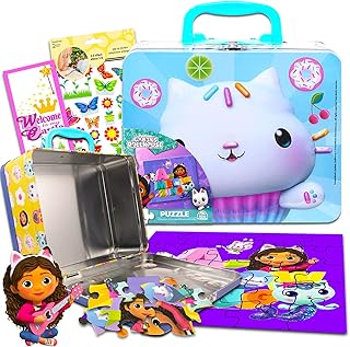 Gabby’s Dollhouse Lunch Box - Bundle with Gabby’s Dollhouse Tin Lunch Box, Gabby’s Dollhouse Puzzle 24 Piece, Stickers, More (Gabby’s Dollhouse School Supplies)