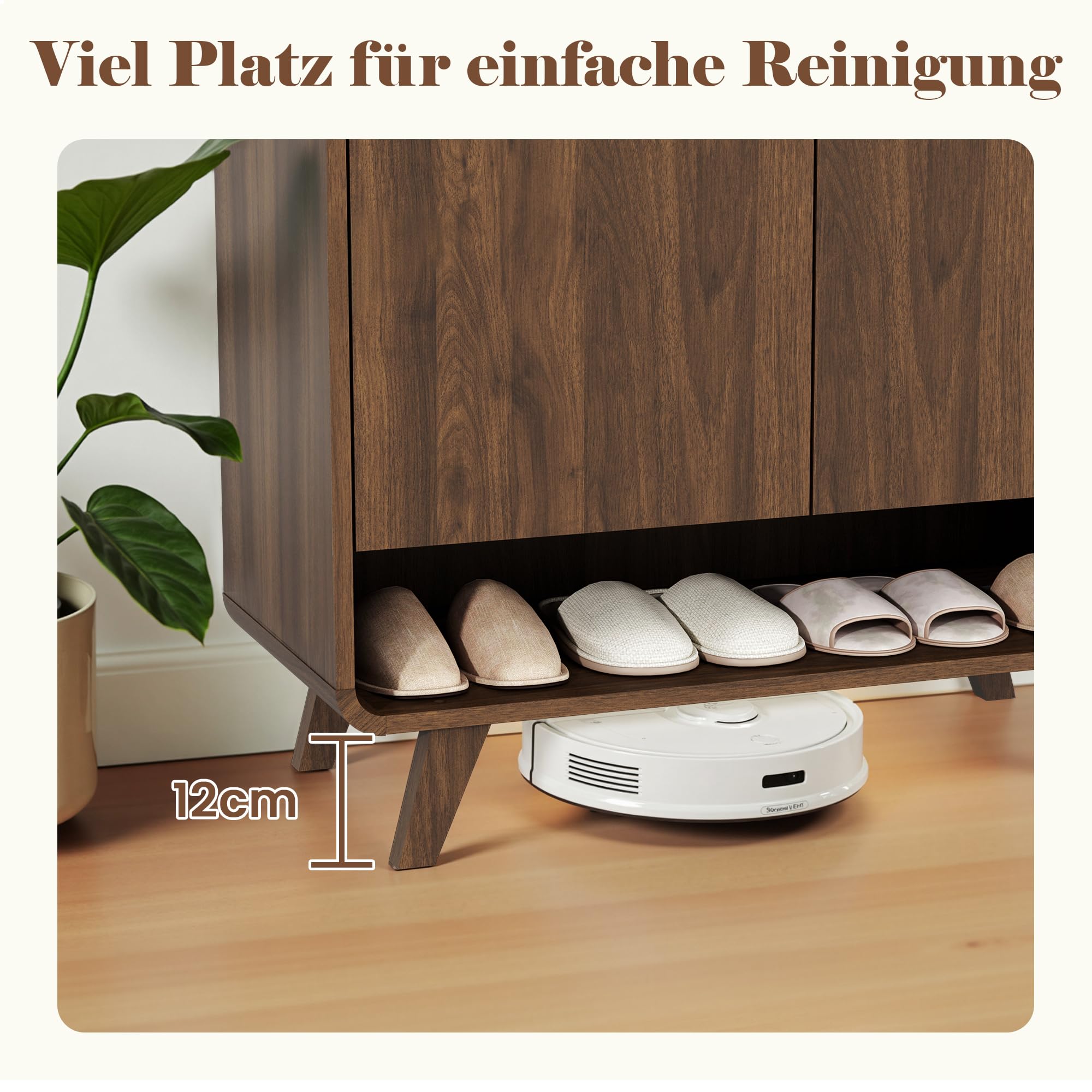 Pamapic Schuhschranks, Holz Schuhkommode mit 1 Schublade und 2 Türen, Schuhregal mit 4 Ebenen und Ablagen Regalen, Schmaler Schrank für Wohnzimmer, Flur, Schlafzimmer, 80 x 35 x 106,5 cm, Braun
