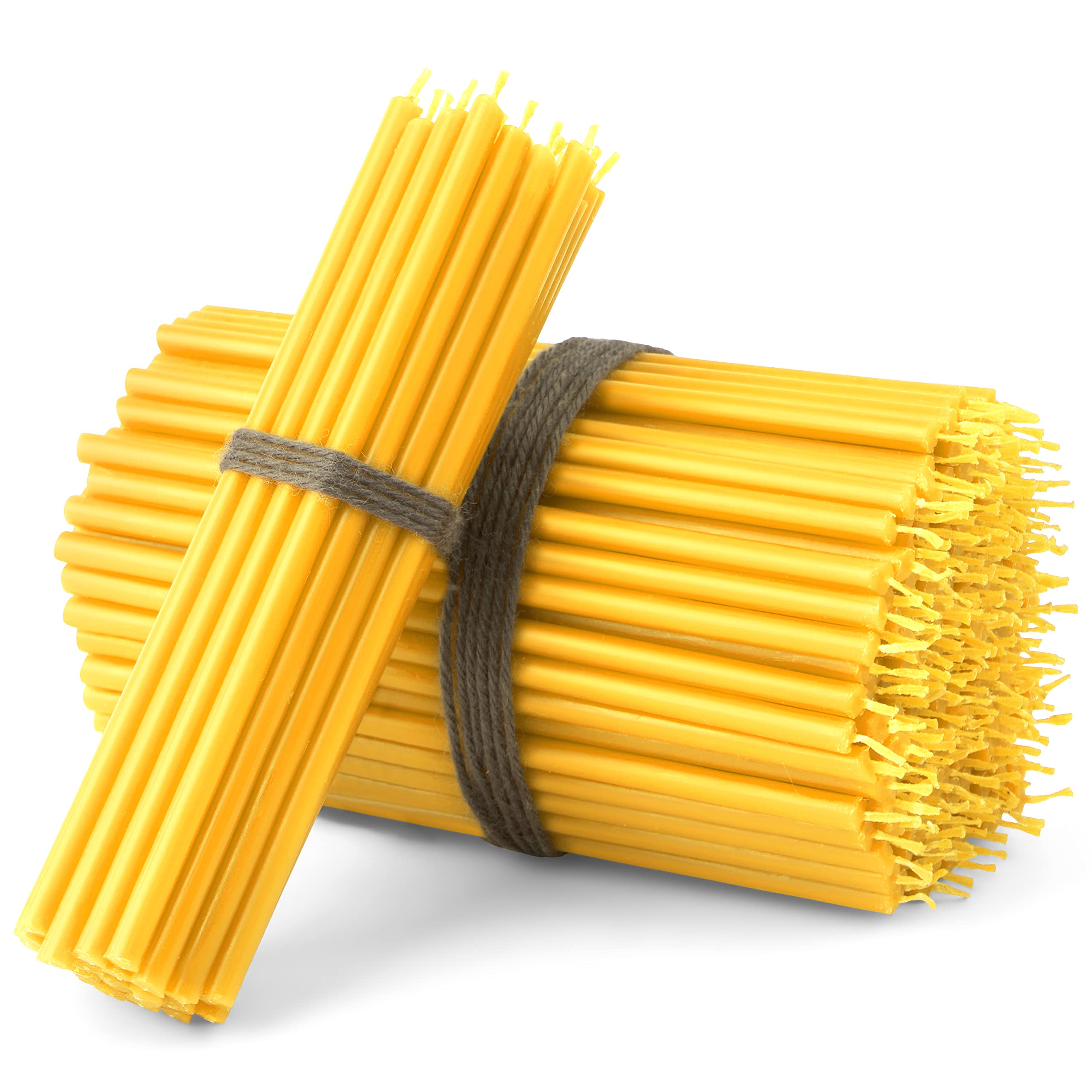 NKlaus - 250x Candele a bastoncino giallo senza fuliggine sottile L 16cm candele sacrificali cera di paraffina 36258