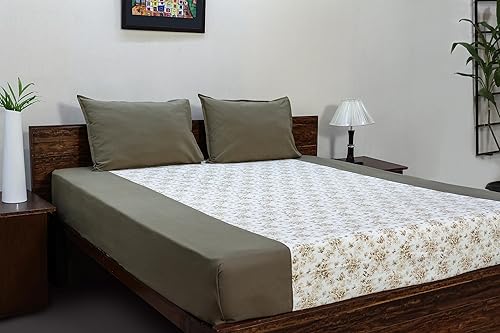 Miniatura 2 de Tamaño de cama doble (9 pies x 9 pies), sábana de cama premium cómoda con 2 fundas de almohada a juego, sábana de cama 100% algodón, estampado