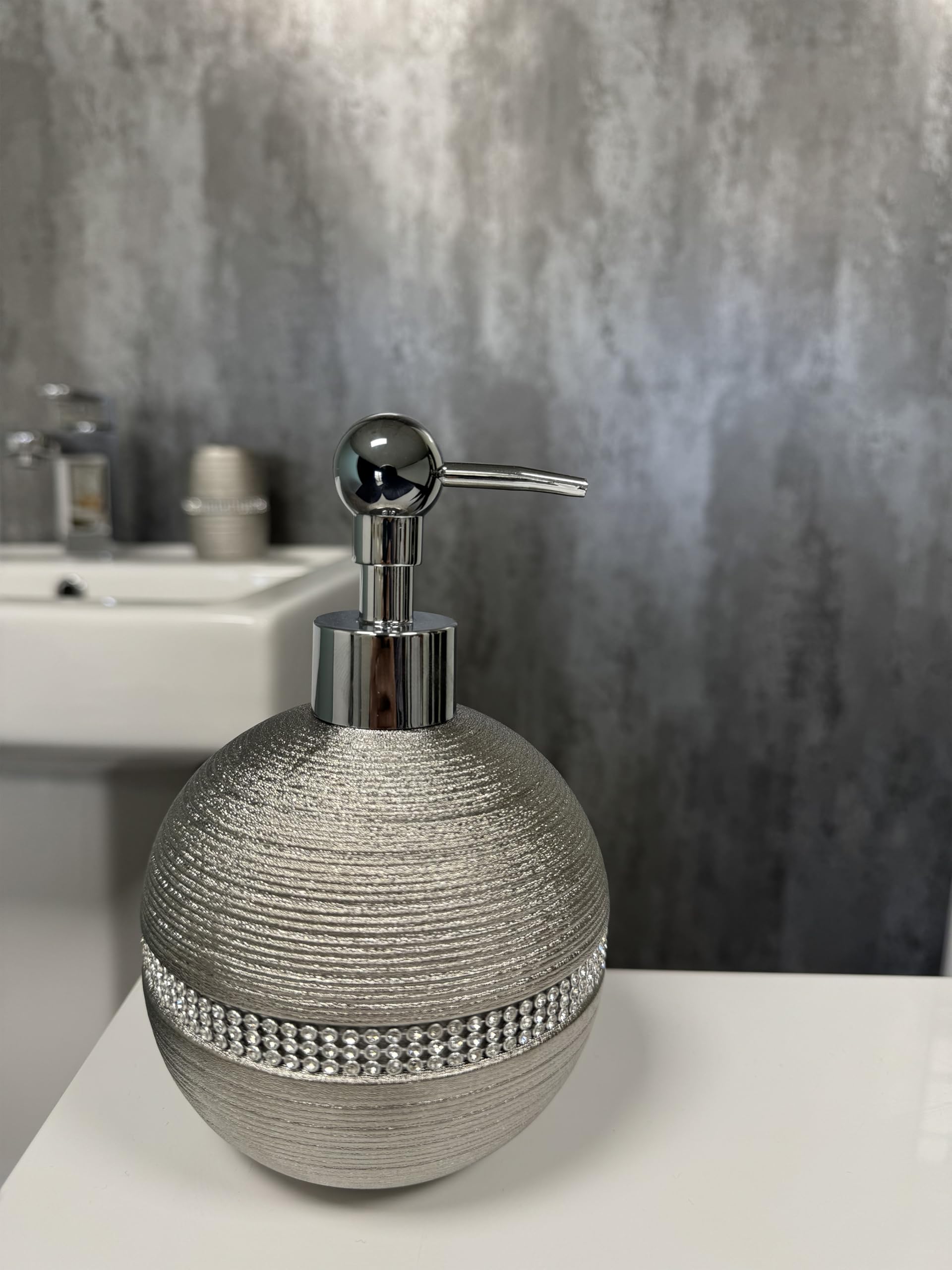 B&Q -  Pzazz Silver Diamante Bathroom Sink Liquid Soap Dispenser