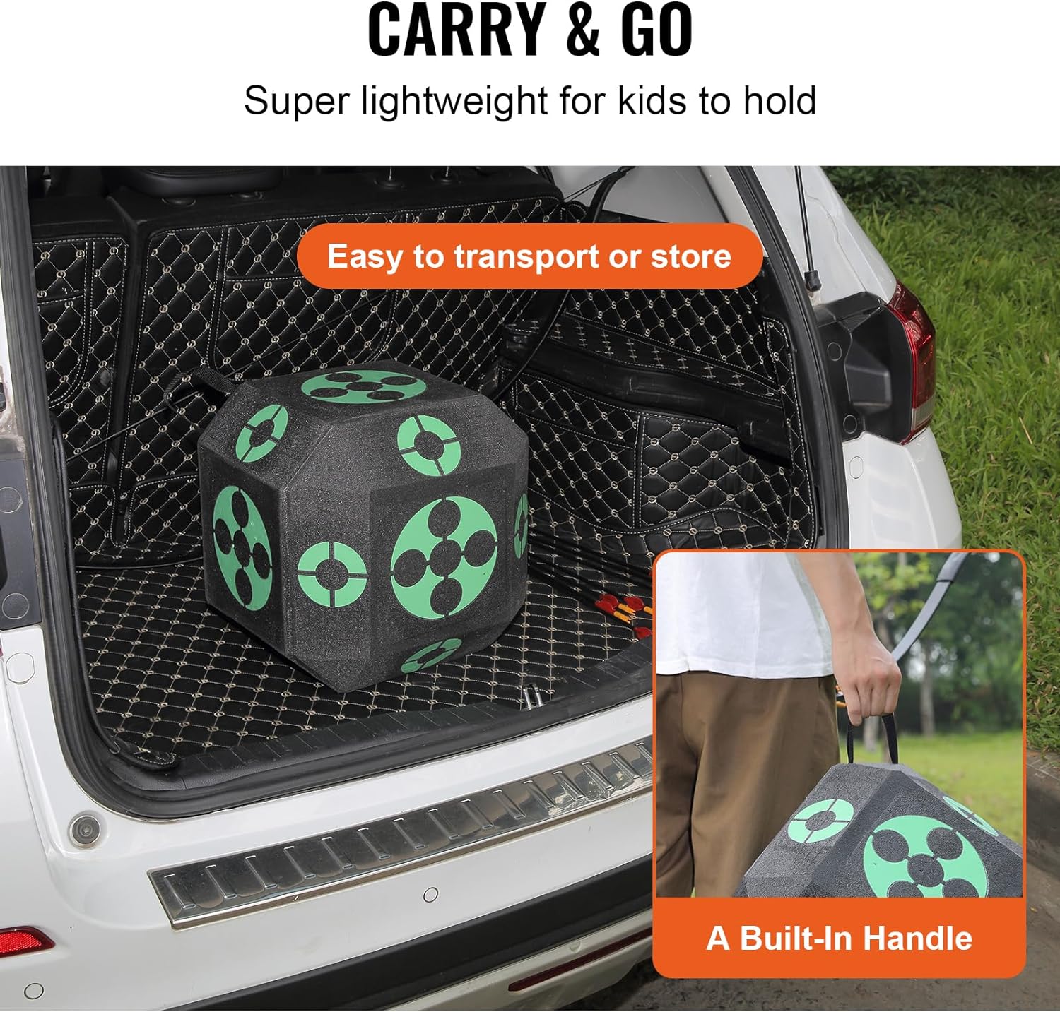 VEVOR15 x15 All-Side Shotting Archery Arrow Target, Outdoor Portable Archery Target with Carry Handle, Easy Arrow Removal, Great Visibility, Lightweight, Easy to Transport, Black