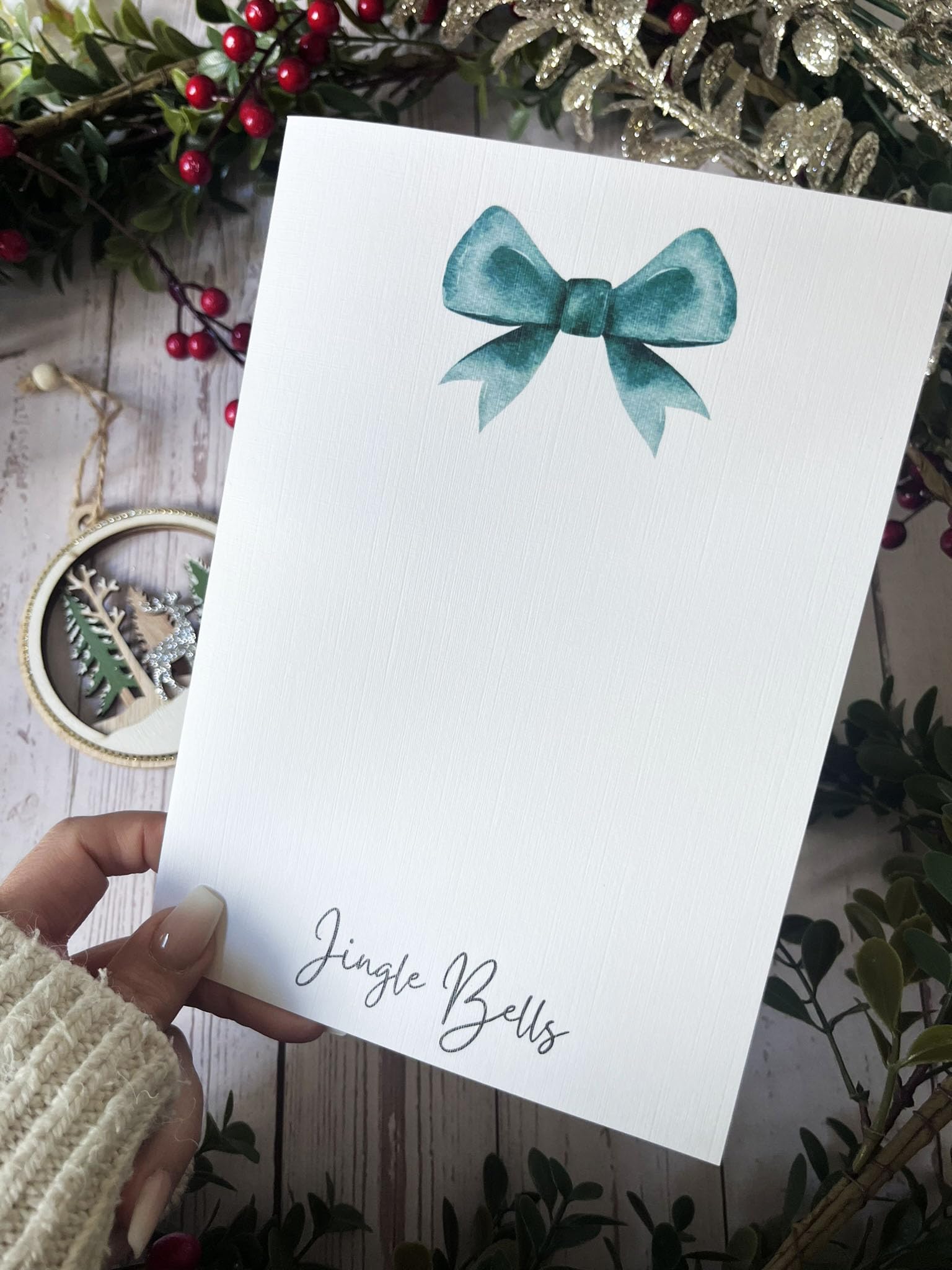 Baby Footprint Christmas Card for My First Christmas. Chrismas Wishes & Mistletoe Kisses. Perfect for Family & Friends. Unique Greeting Card (DIY Jingle Bells) - Image 4
