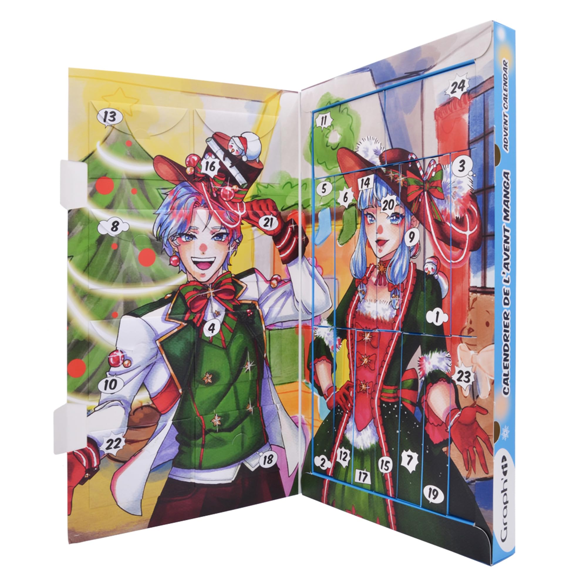 GRAPH'IT Calendario Avvento Manga 2024-24 sorprese creative per fan del disegno - Per adulti e bimbi - Pennarelli, astuccio, feltro inclusi - Idea regalo unisex