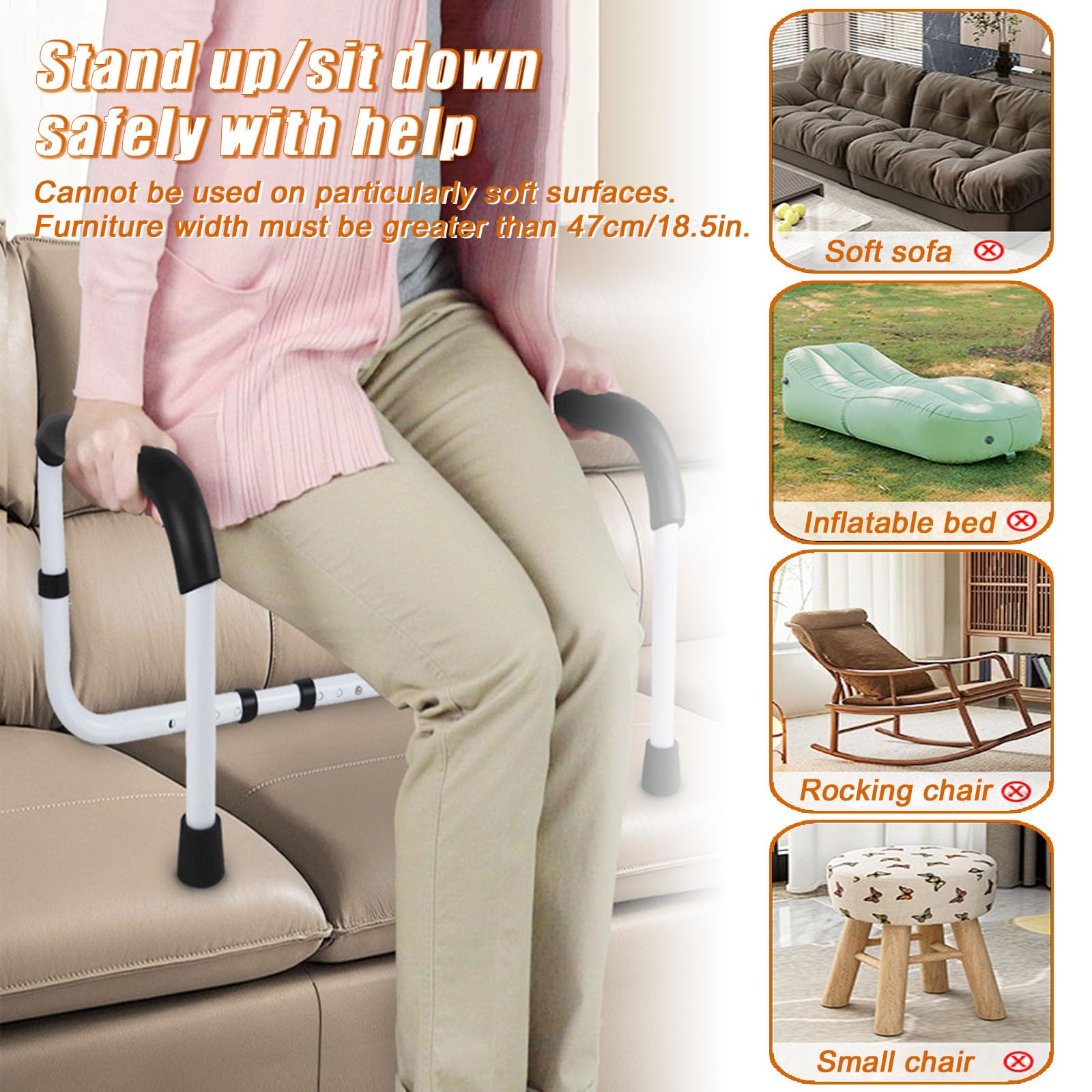 Asas ajustables para sillas – Ayuda de movilidad para personas mayores – Ideal para sofá, silla de ruedas y cama