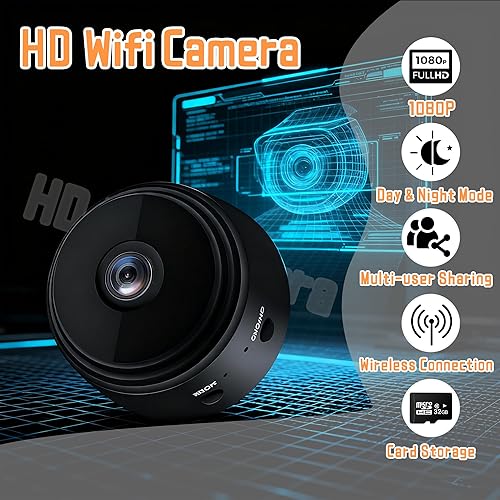 Miniatura 2 de Mini cámara WiFi para interiores con visión nocturna, detección de movimiento, mini cámara de seguridad inalámbrica para mascotabebé (solo WiFi de