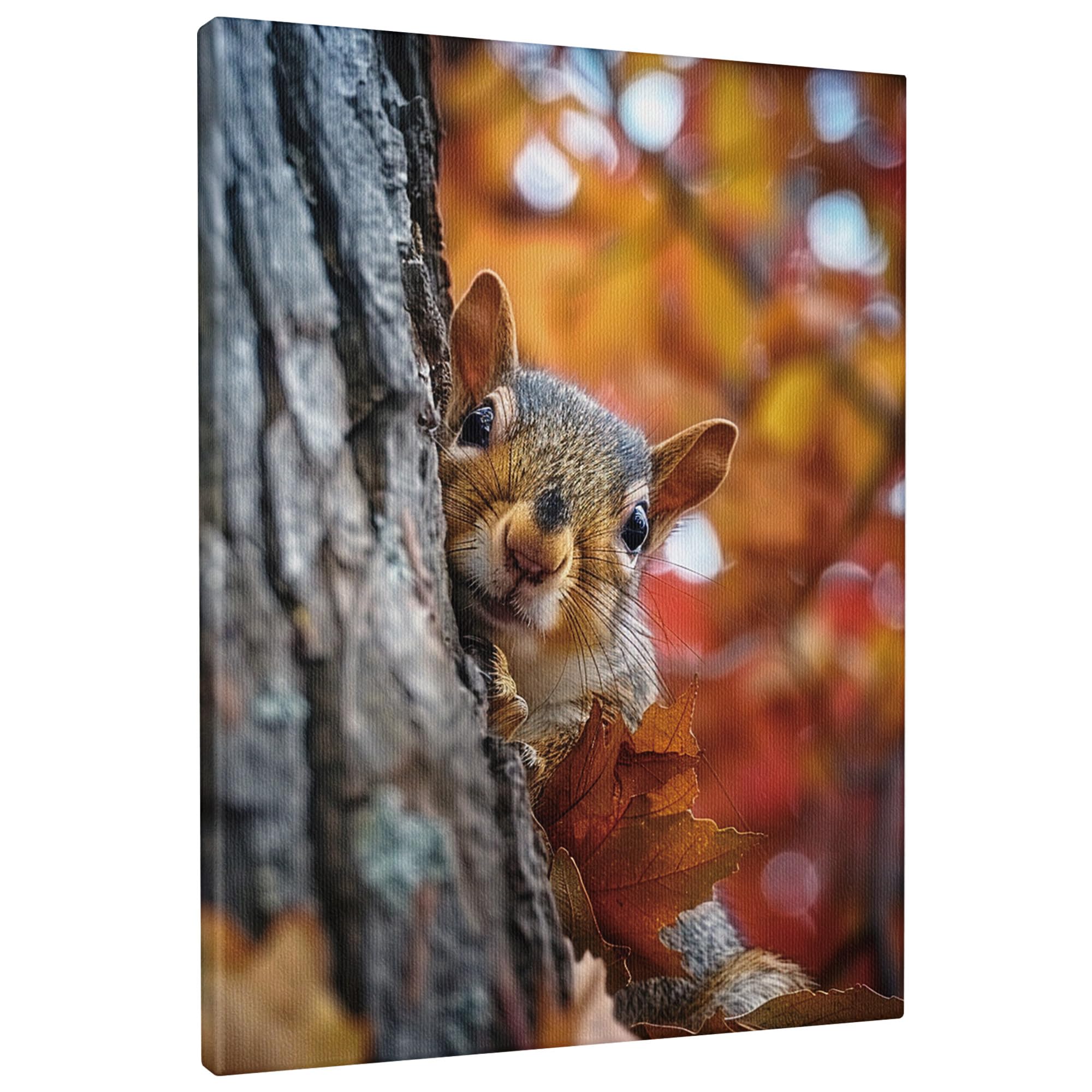 Autumn Squirrel Canvas Wall Art, Orange Brown Woodland Animal Poster Prints,Fall Wall Art Home Rustic Decor For Living Room, Bedroom, Bathroom, Dorm,Frameless 8x12 Inch