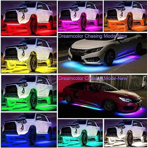 Miniatura 5 de 4 tiras de luces LED RGB flexibles impermeables para chasis de automóvil, luces LED para exteriores con aplicación y control remoto RF, 12 V para