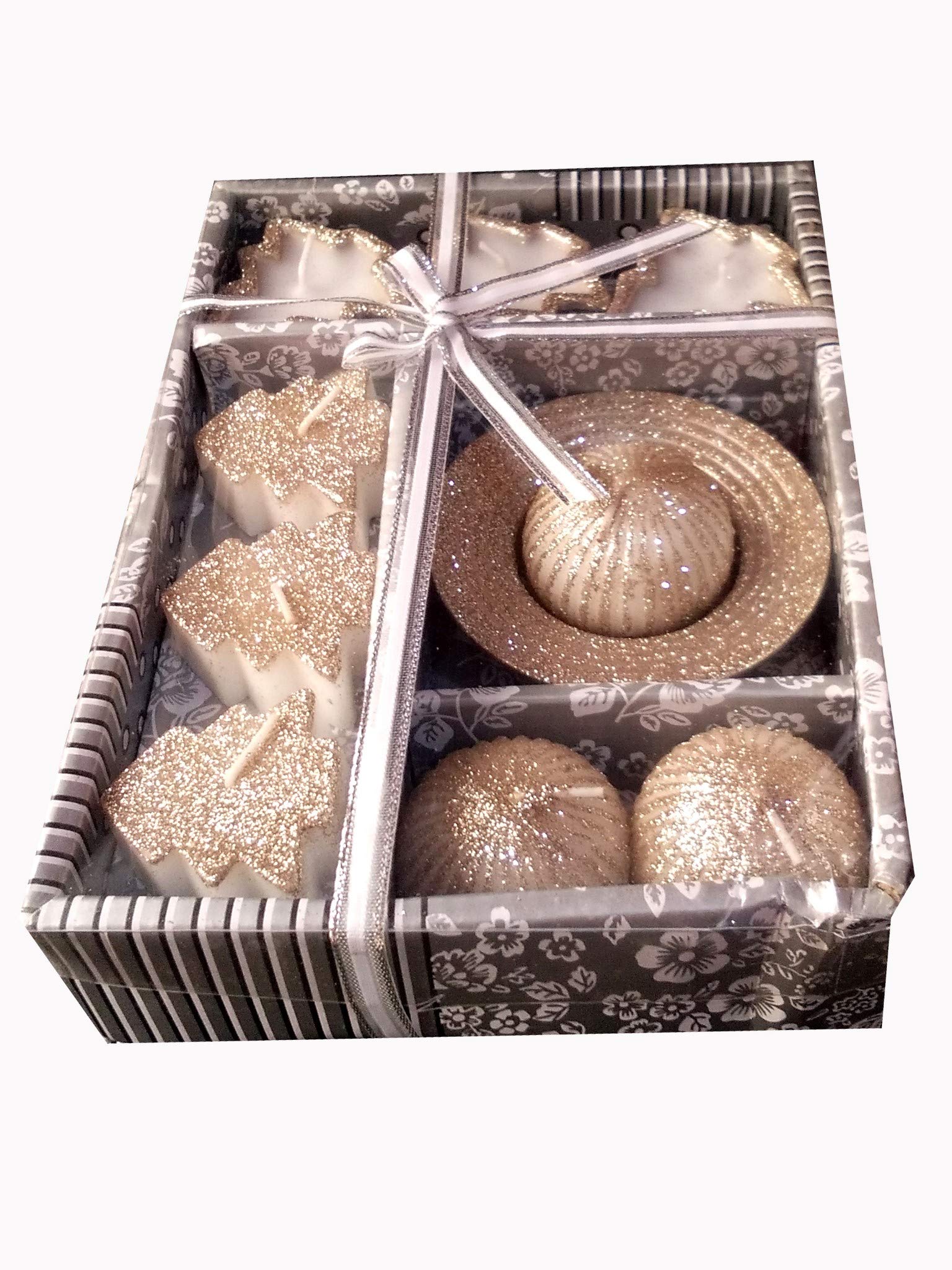 SHREE TECHNESHDecorative 9 Different Stylish Candles Diya with Holder, Pack of 9 (Silver)