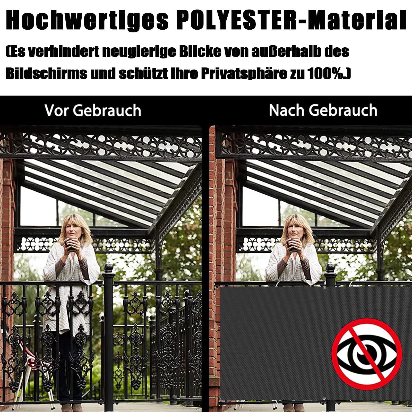 frangivisto Balcone ringhiera Telo frangivisto Balcone da Esterno Frangivento Oscurante Impermeabile Copri Privacy Balcone Telo ombreggiante per ringhiera Balcone Giardino 95x550cm Antracite