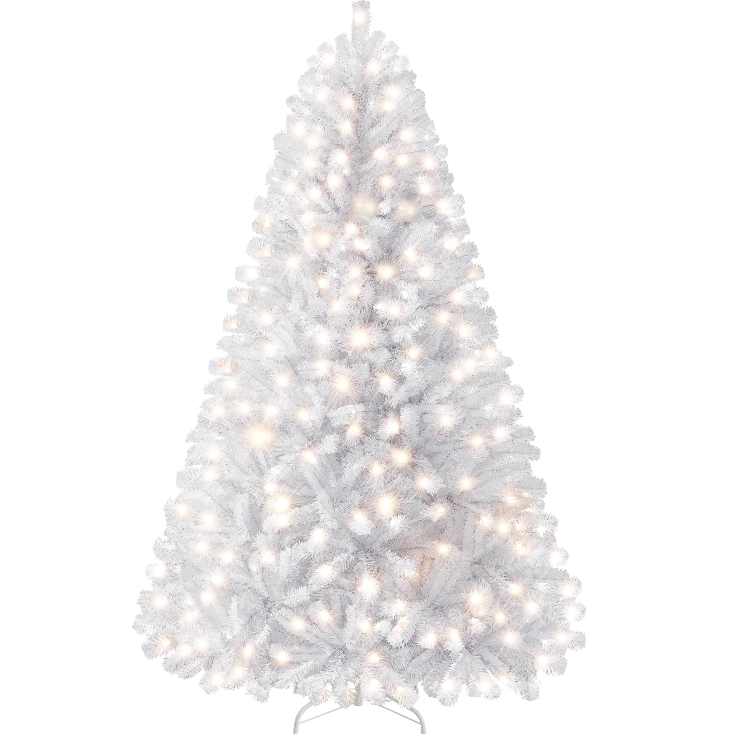 Yaheetech 7.5ft Pre-lit Christmas Tree with 550 Warm White Lights, White