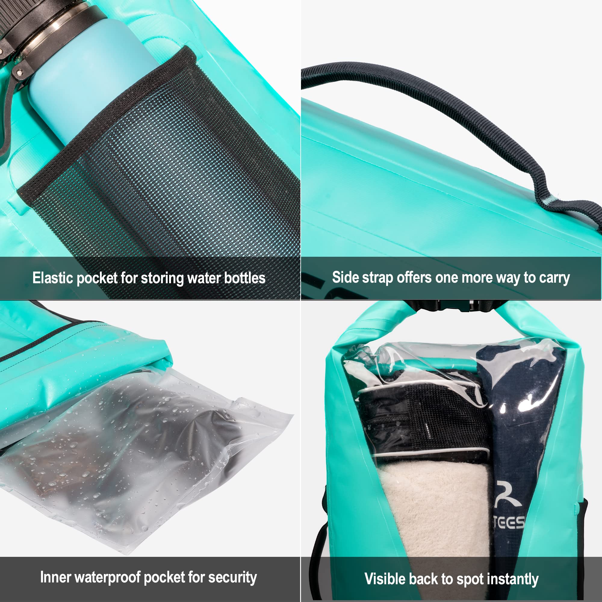 Dry Bag Aggiornato 45L/40L/30L/20L Multifunzione Impermeabile Borsa Dry Sack con Telefono Dry Bag o Spalline, Perfetto per Paddleboarding/Kayak/Canoa/Campeggio/Pesca/Nuoto/Rafting, Nero, 20L,, Verde