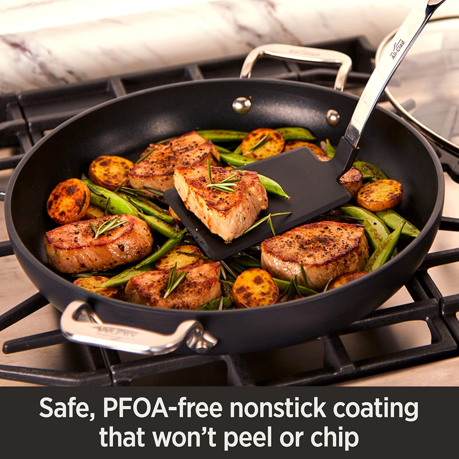 All-Clad HA1 Nonstick Hard Anodized Everyday Pan with Lid and Potholders, 12 inch, Black: Home & Kitchen