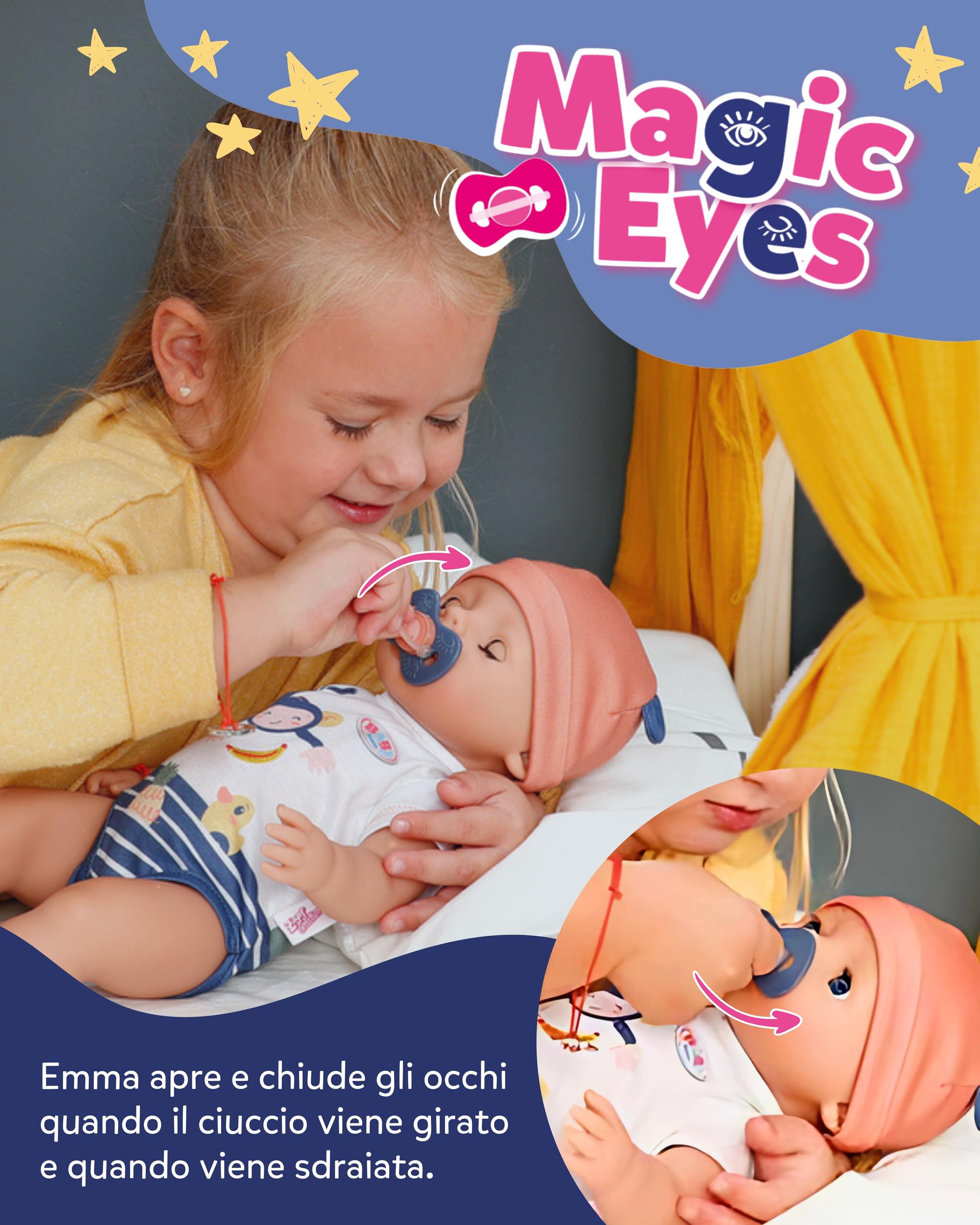 BABY born Emma in stile giungla - Bambolotto lungo 43 cm - 10 funzioni inclusi accessori e tutina in colori unisex - Funziona senza pile - Adatta a bambini dai 3 anni