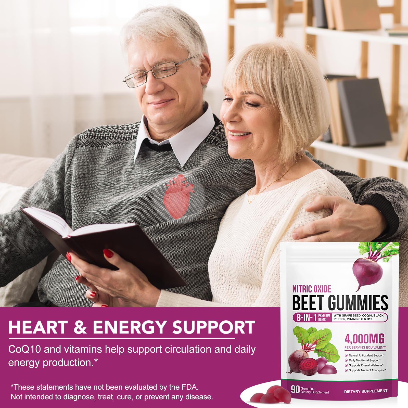 Beet Root Gummies, 8 in 1 Beetroot Gummies with CoQ10 & Grape Seed Extract — Amazon image 8