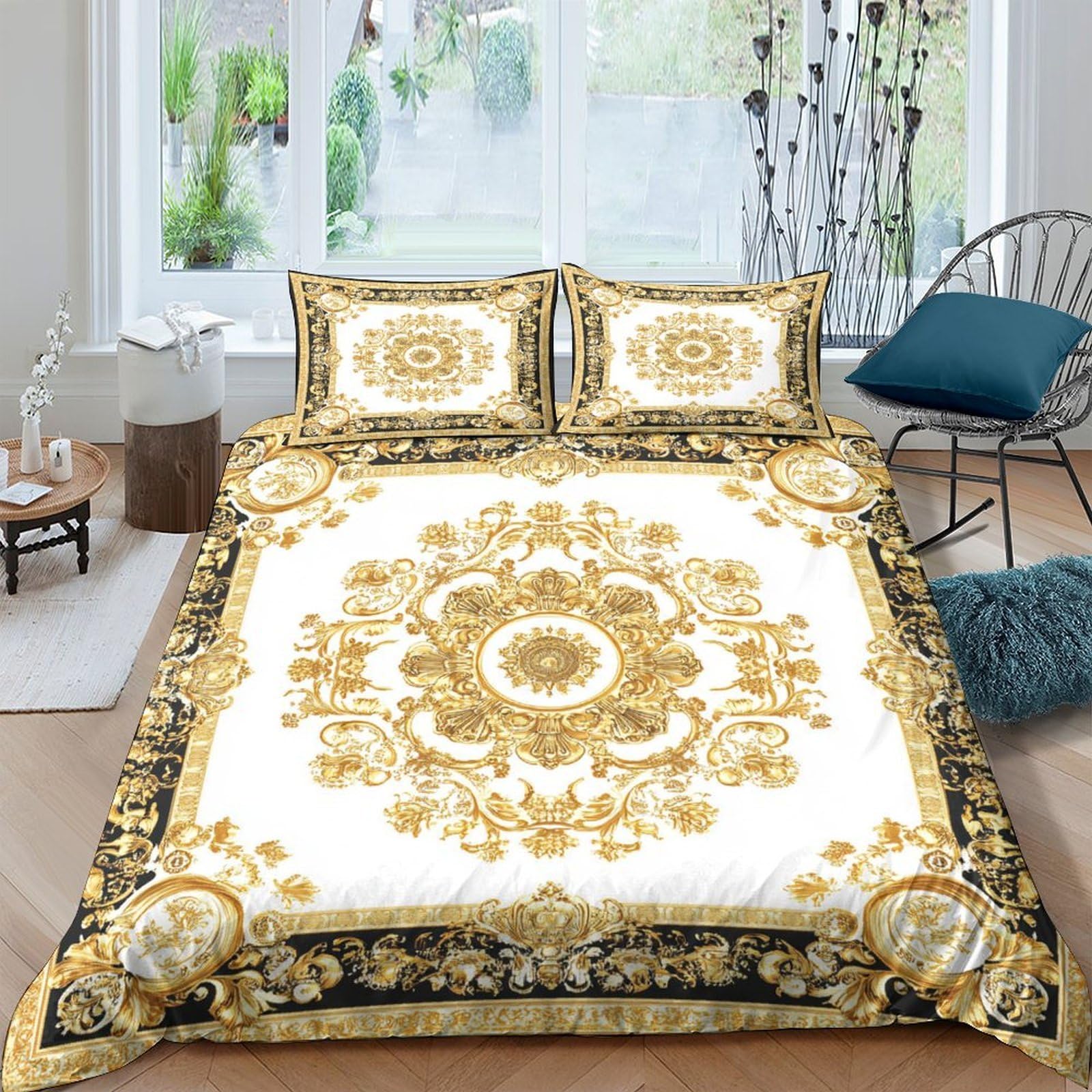 3D Printed Baroque Quilt Cover, Microfiber Duvet Cover Hidden Zipper for