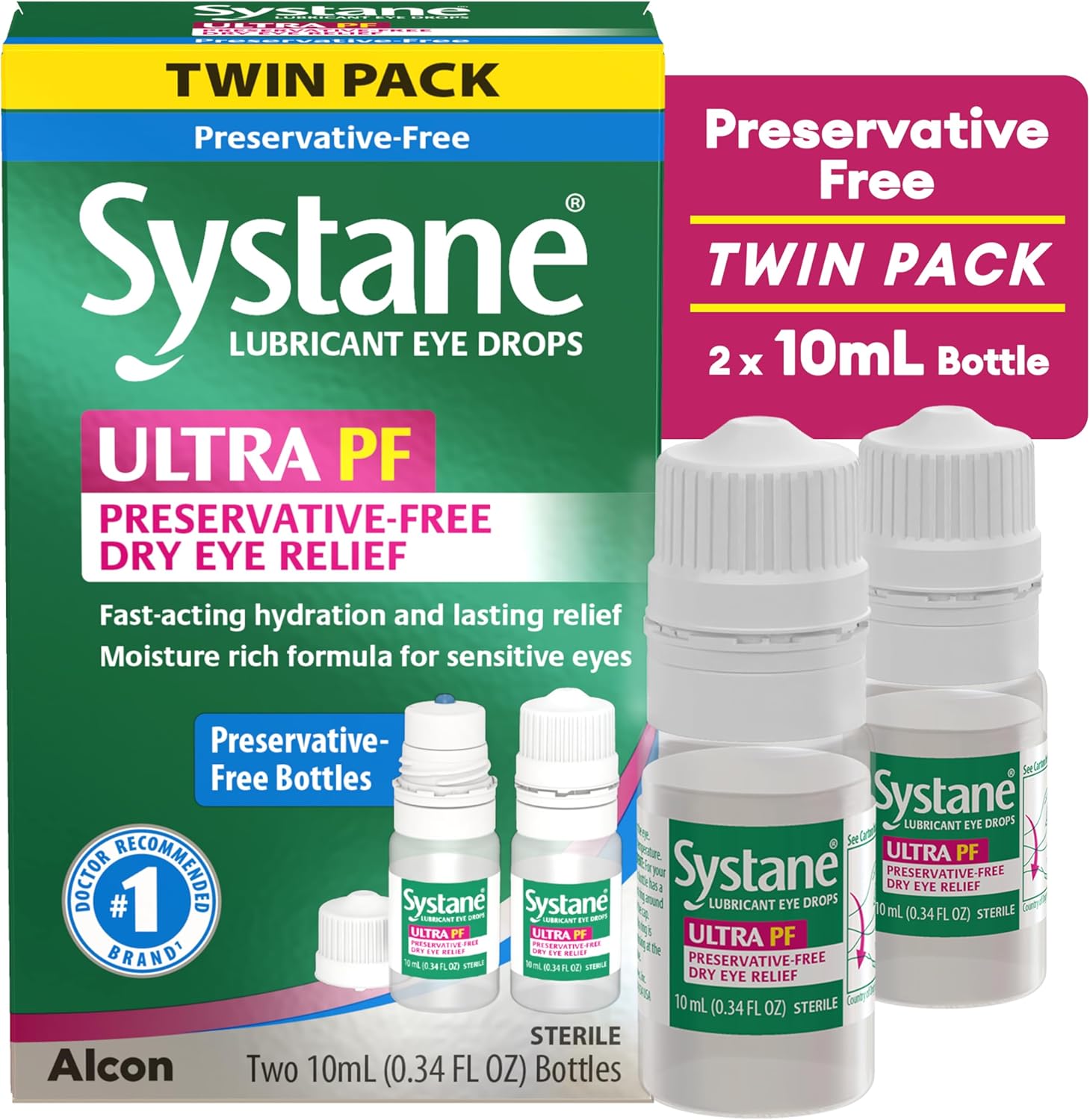 Systane Ultra Multi-Dose Preservative-Free Eye Drops Twin Pack (2x10ml)