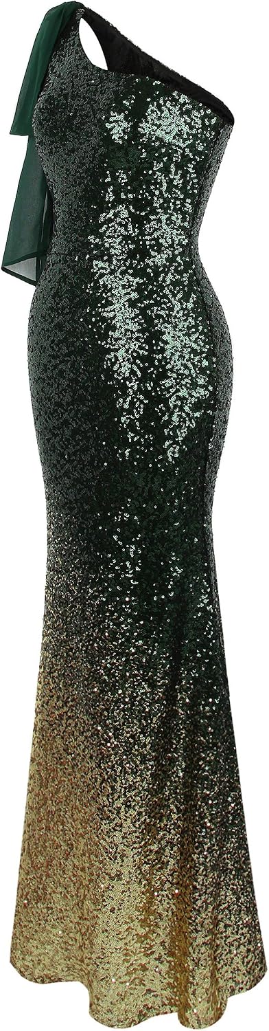 Black Angel Dress ANGEL FASHIONS Women's Asymmetric Ribbon Gradual Sequin  Mermaid Prom Dress - Black Red, Size 14, One Shoulder Long Gown Black And  Gold Prom Dress