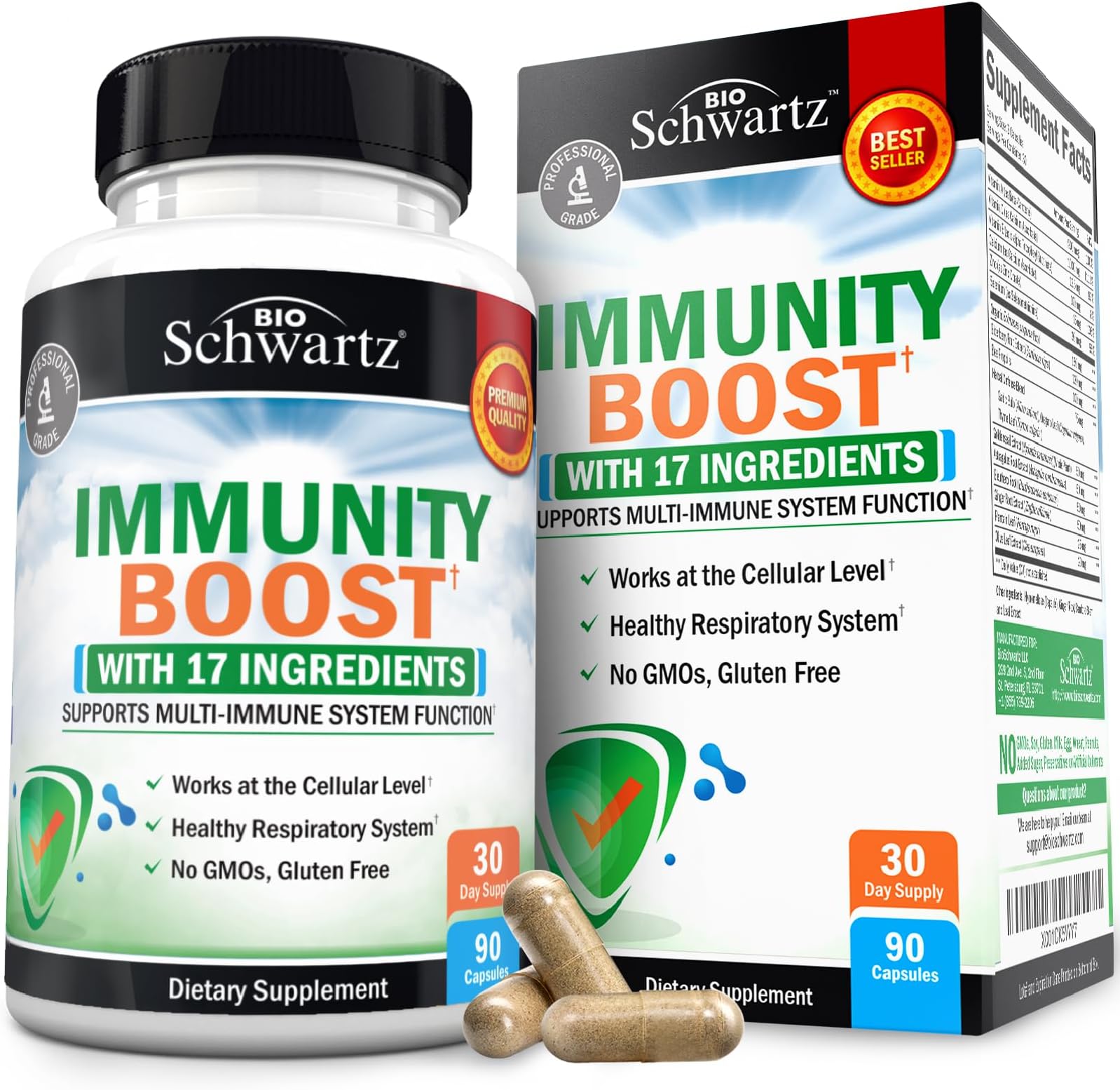 (90 Capsules) - Immunity Boost Supplement with Elderberry, Vitamin A, Echinacea & Zinc - Once Daily Multi-System Immune Defence - Promotes Healthy Stress Response - Supports a Healthy Respiratory S...