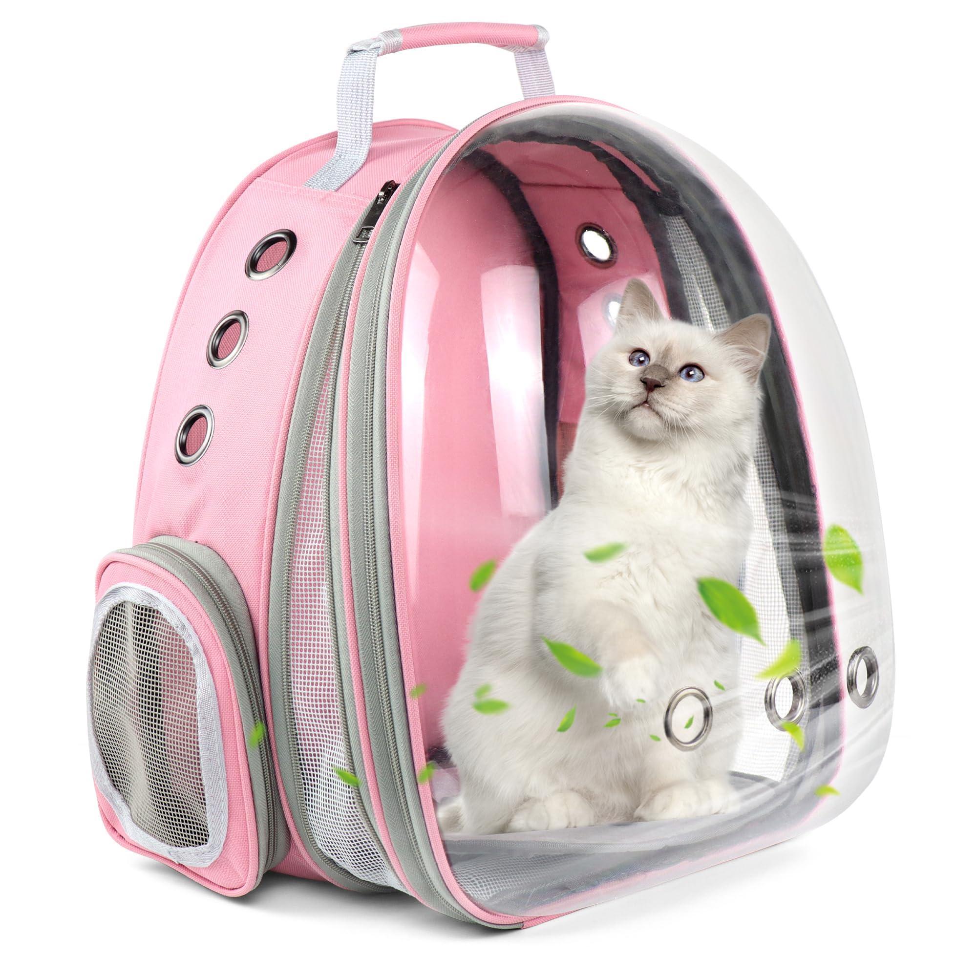 Photo 1 of Cat Backpack Carrier, Expandable Pet Bubble Backpack Airline Approved, Pet Travel Carrying Bag for Cats and Puppy up to 20lbs, Front Expandable Pink
