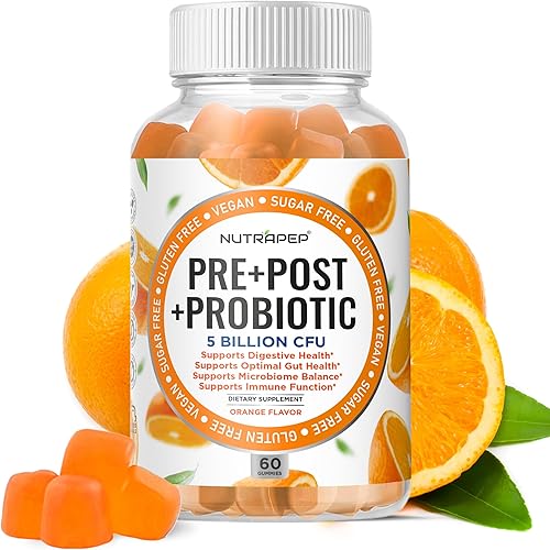 NutraPep Gomitas probióticas y posbióticas orgánicas prebióticas para mujeres, hombres y niños - Alta potencia 5 mil millones de UFC - Sin azúcar y NutraPep Gomitas probióticas y posbióticas orgánicas prebióticas para mujeres, hombres y niños - Alta potencia 5 mil millones de UFC - Sin azúcar y