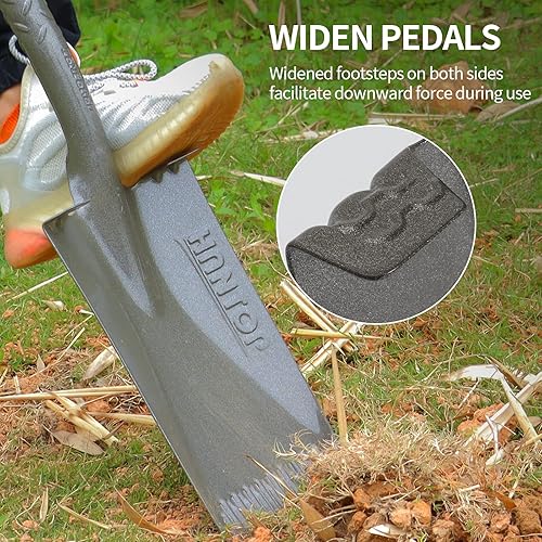 Miniatura 6 de Pala de jardín de pala plana con mango de madera para excavar jardinería, plantación de bordes, 43 pulgadas