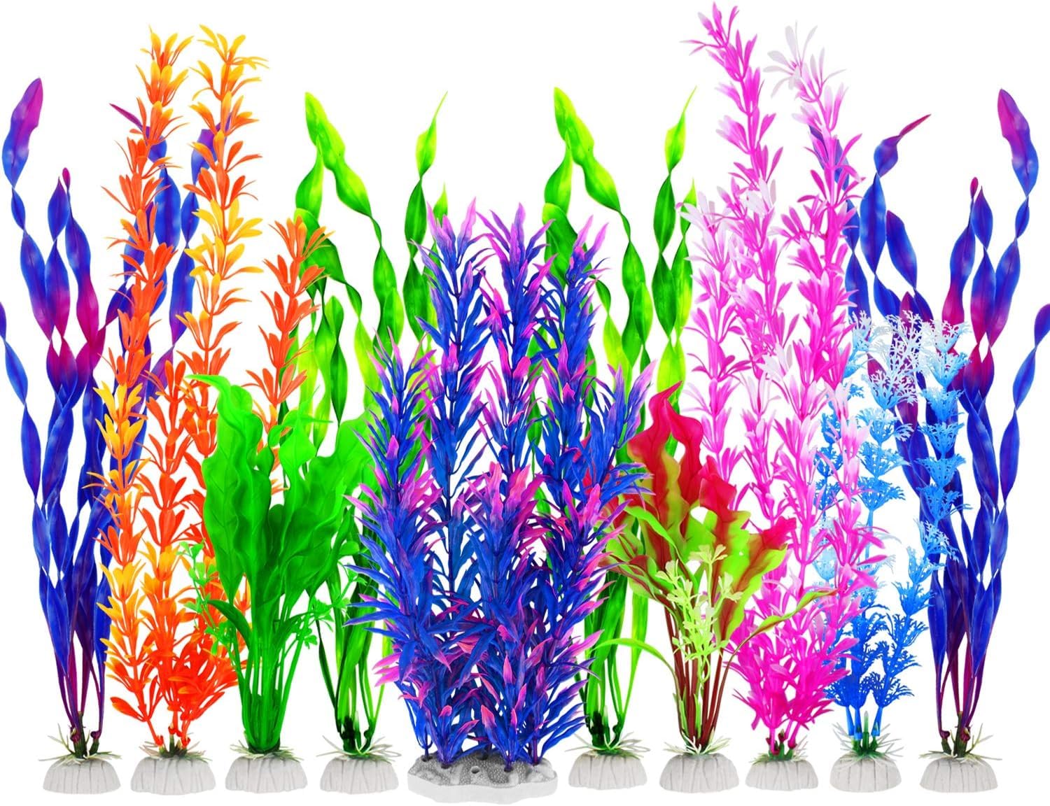 FISHTAIL 10-in-1 Artificial Aquarium Plants Multicolor Fish Tank Decorations, Ornaments for Aquarium Decor, Non-Toxic Eco-Friendly Aquatic Plants for Freshwater/Saltwater Tanks, Aquarium Accessories (B0D8FXSBWG) Amazon Price History, Amazon Price Tracker