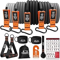 COOBONS 175lb Resistance Bands with Handles - Stackable Workout Bands, Door Anchor, Ankle Straps for Home Gym, Strength Training & Physical Therapy