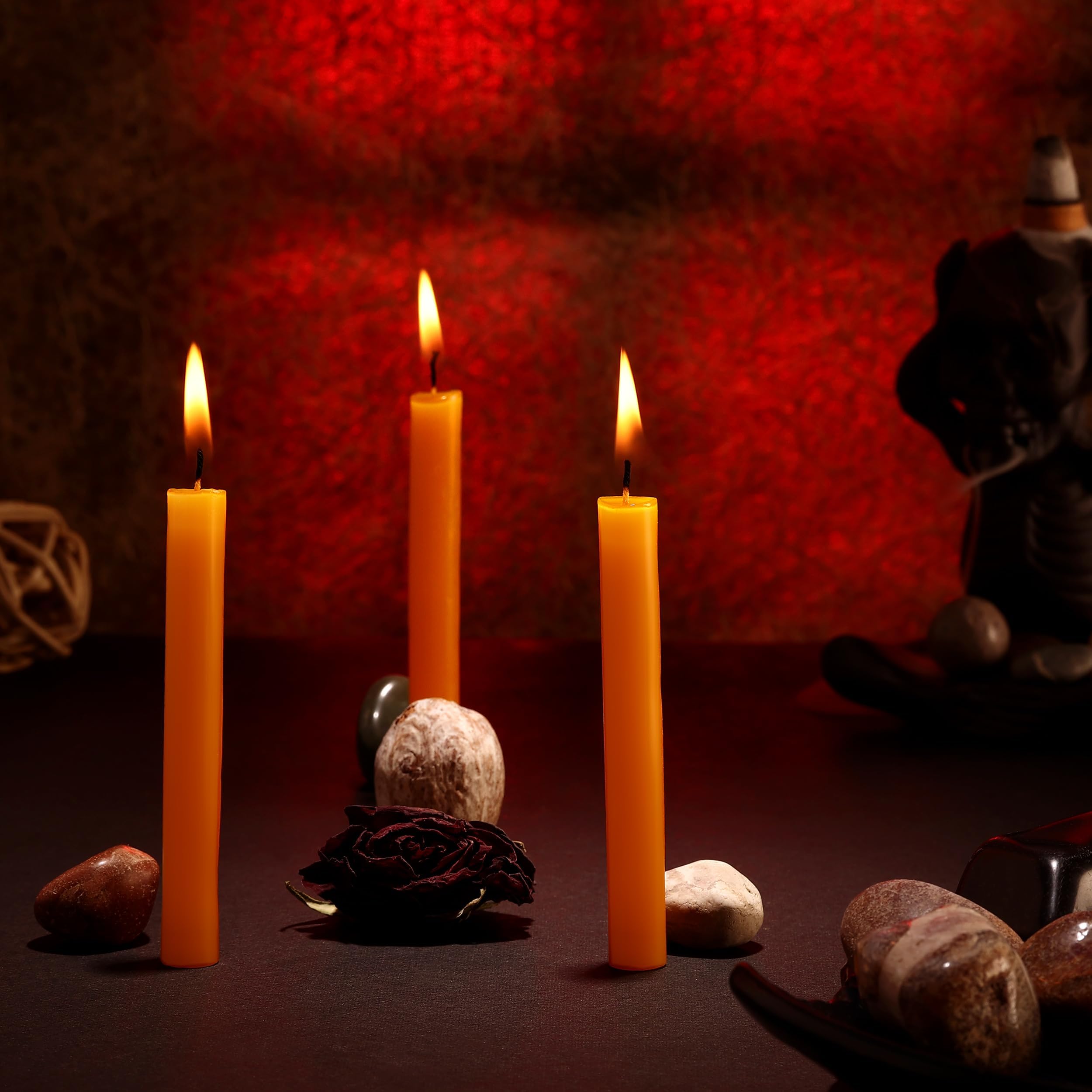 by Parkash Candles Chime Candles Set of 20 | Ritual Spell Candle | Unscented (Orange)
