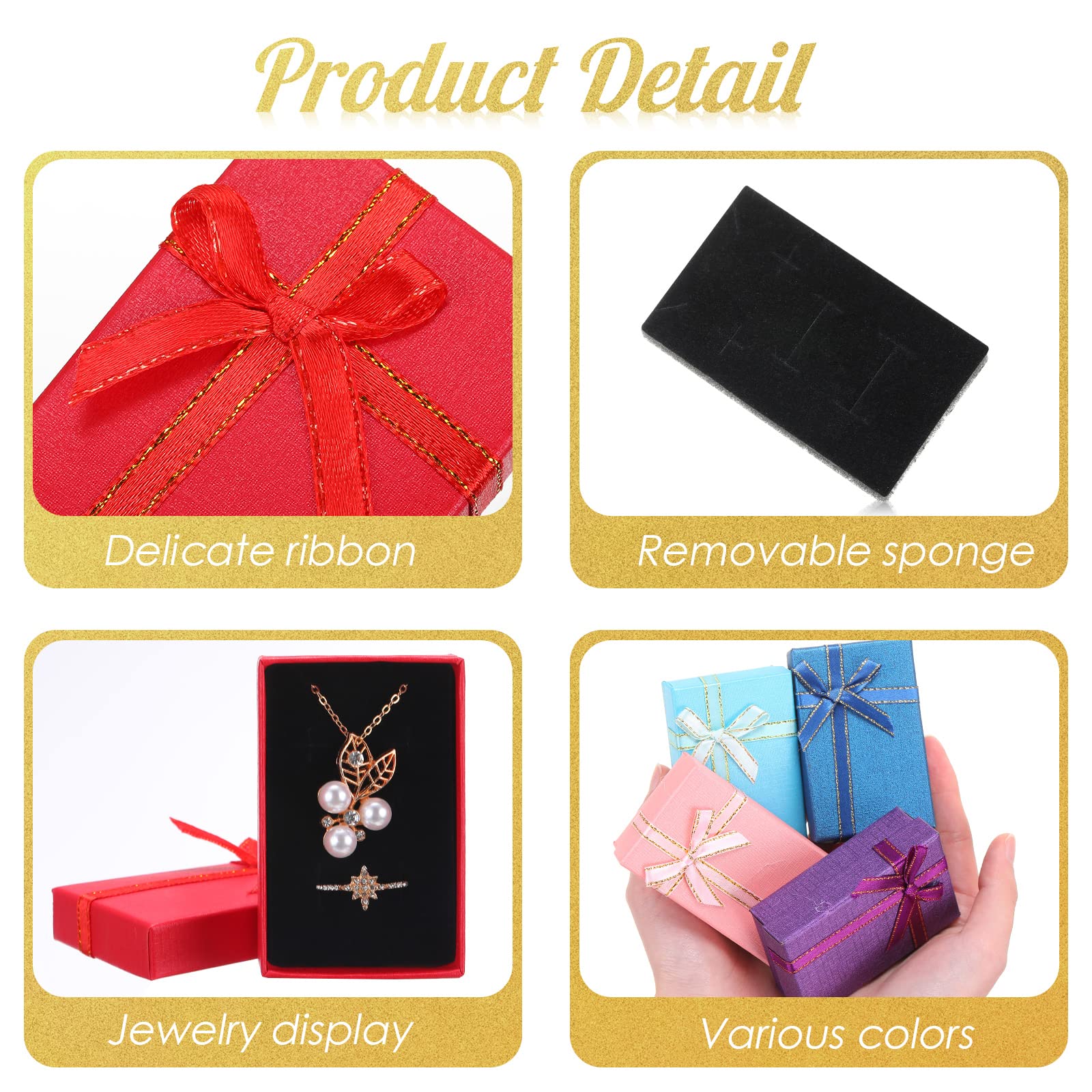 72 Stück Schmuck-Geschenkboxen, 5.1x7.9x2.8 cm, Geschenkverpackung mit Deckel, Schleife und Band, kleine Schmuckboxen für Geschenke, Display-Geschenkverpackungen, Halsketten, Armband (stilvoll)