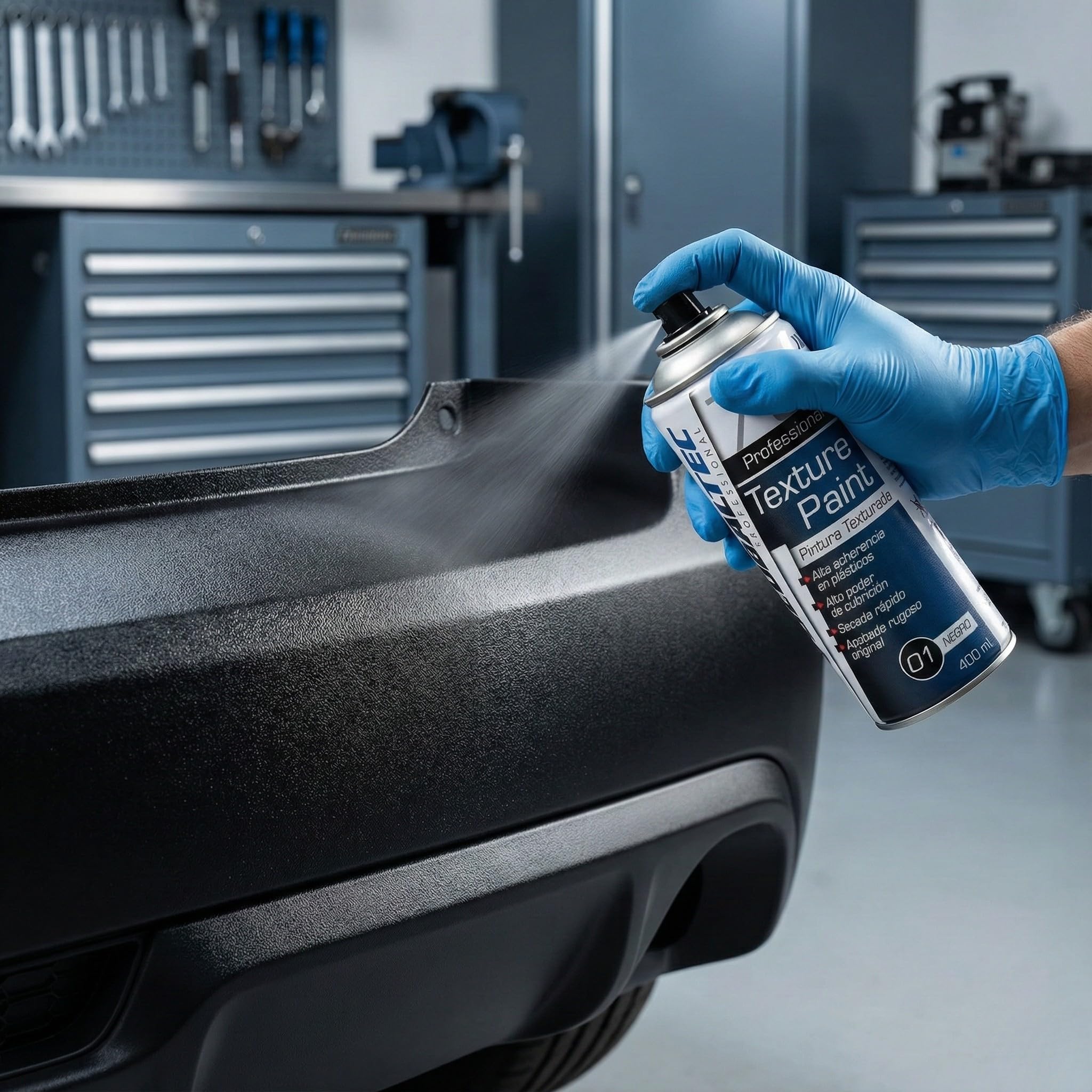 Vernice Spray Effetto Ruvido Nero 400 ml – Finitura Texturizzata Antigraffio UV per Paraurti, Plastiche e Metallo – Asciugatura Rapida, Anticorrosione e Massima Aderenza