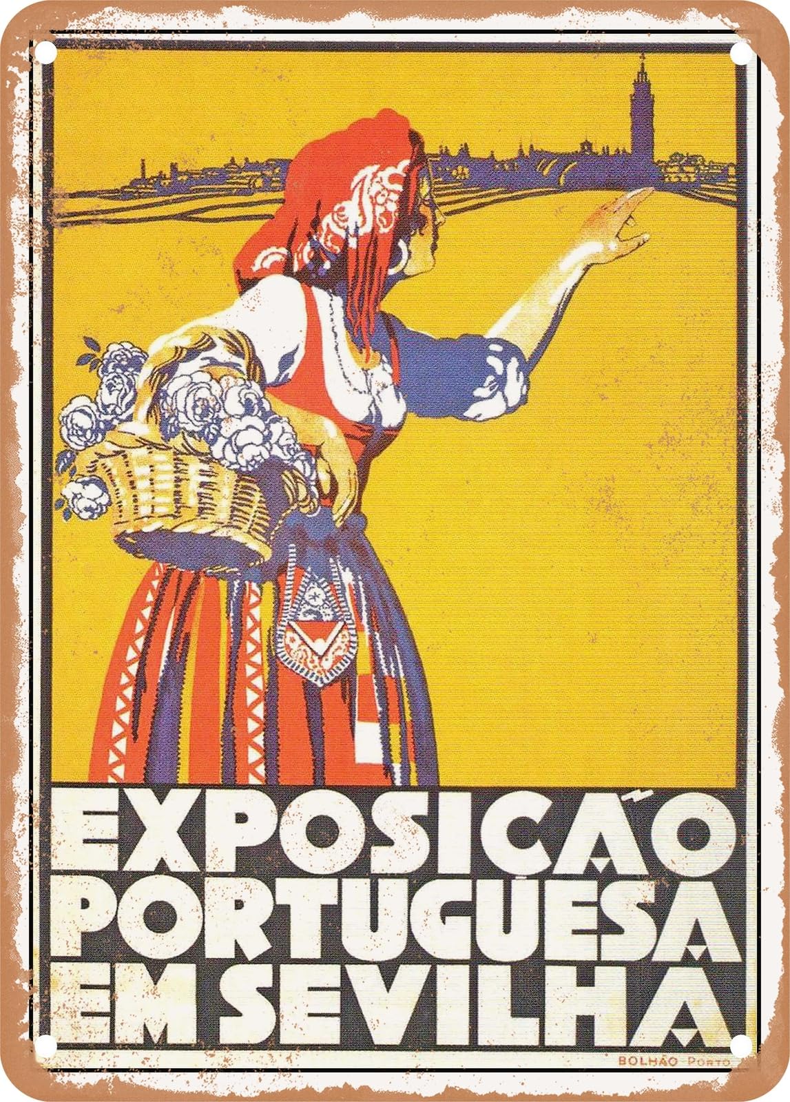 METAL SIGN - 1928 Portuguese Exhibition in Seville Vintage Ad home decor