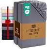 Utopia Bedding Fitted Sheet King 2 Pack, Grey - Deep Pocket 14 inch 35 cm - Oeko Tex Certified - Easy Care - Soft Brushed Microfibre Fabric - Shrinkage and Fade Resistant - Bottom Sheet