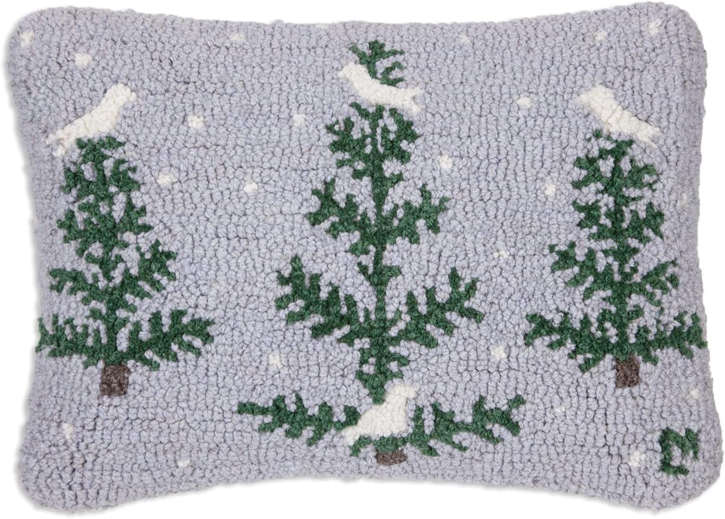 Chandler 4 Corners Artist-Designed Feather Tree on Gray Hand-Hooked Wool Decorative Throw Pillow (14 IN x 20 IN) Winter Pillow for Couches & Beds - Easy Care & Low Maintenance Tree Themed Throw Pillow