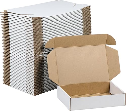 Miniatura 17 de Paquete de 50 cajas de envío pequeñas de 6 x 4 x 1 pulgadas, cajas de cartón corrugado blanco, caja de embalaje de correo móvil Blanco,Negro -,Marrón
