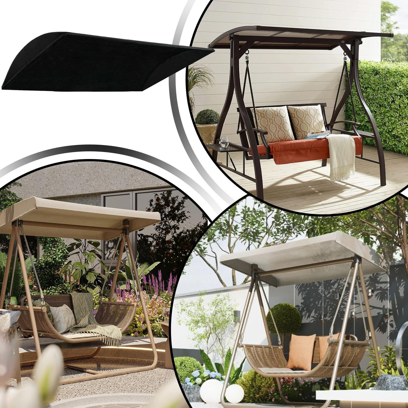 Swing Canopy Replacement Cover 3 Seater,75x47 Outdoor Waterproof Patio Cover Top,Uv Protection Sun Shade Canopy for Garden Swing Chair Patio, Deck, Garden, Beach, Camping