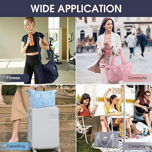 Miniatura 7 de BALEINE Bolsa de viaje para mujer, bolsa de mano para fin de semana, bolsa de lona grande, bolsa de gimnasio, bolsa de noche con compartimento