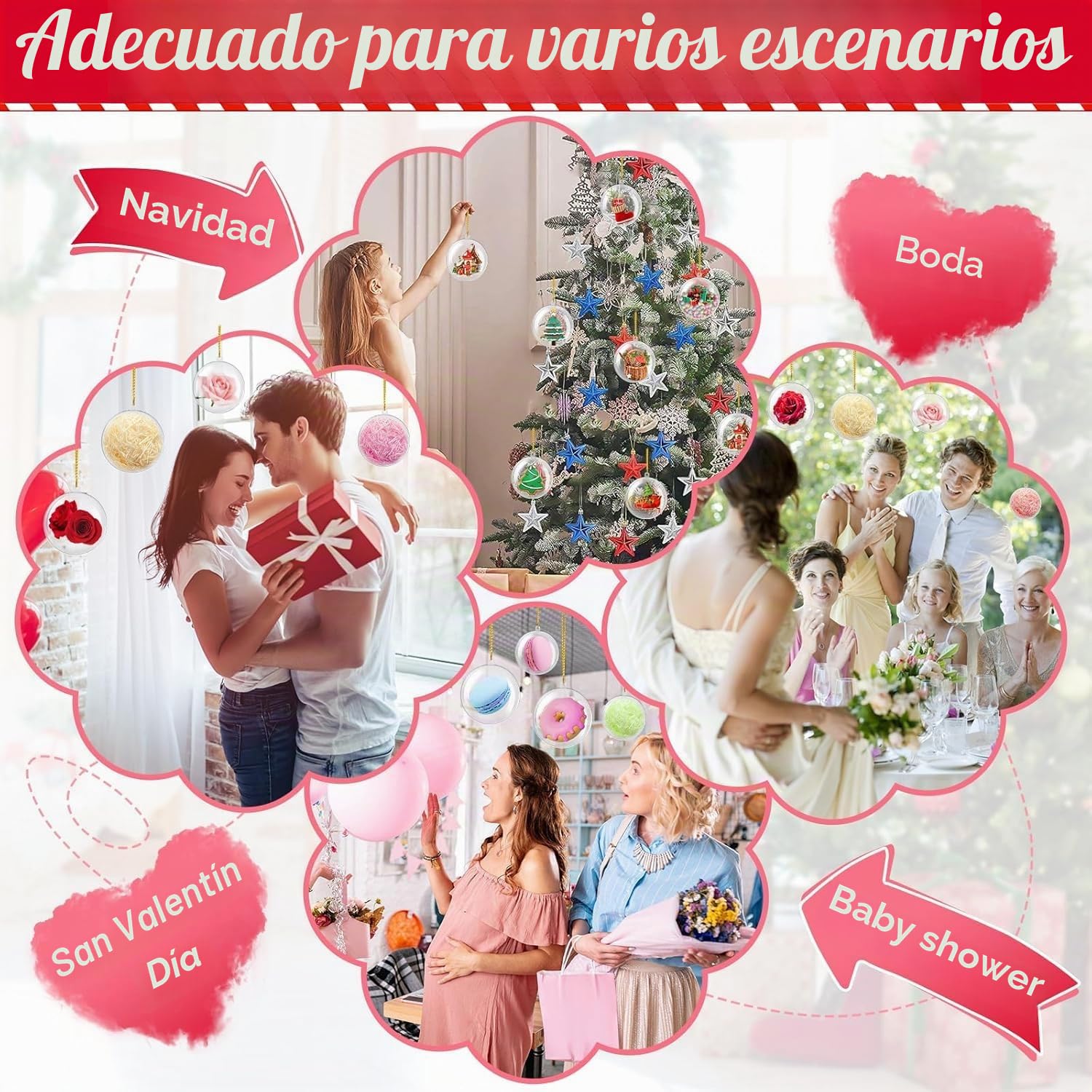 CIRULLI 22 Bolas Transparente acrílicas de árbol de Navidad, Colgantes Adecuadas para decoración del hogar(8CM)