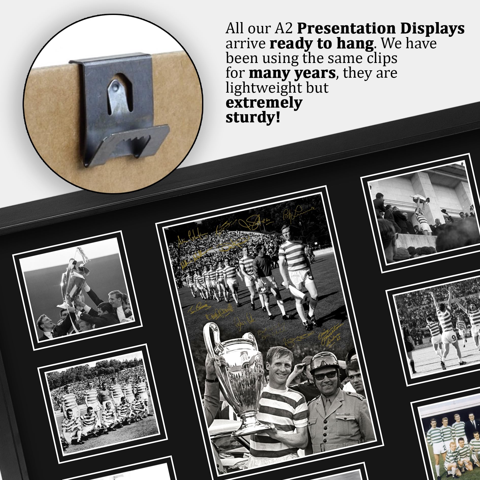 HWC Trading Celtic Lisbon Lions 1967 Memorabilia Stampati Autografo Firmato Esposizione Della Fotografia Per Gli Appassionati Di Calcio E Sostenitori - A2 Incorniciato