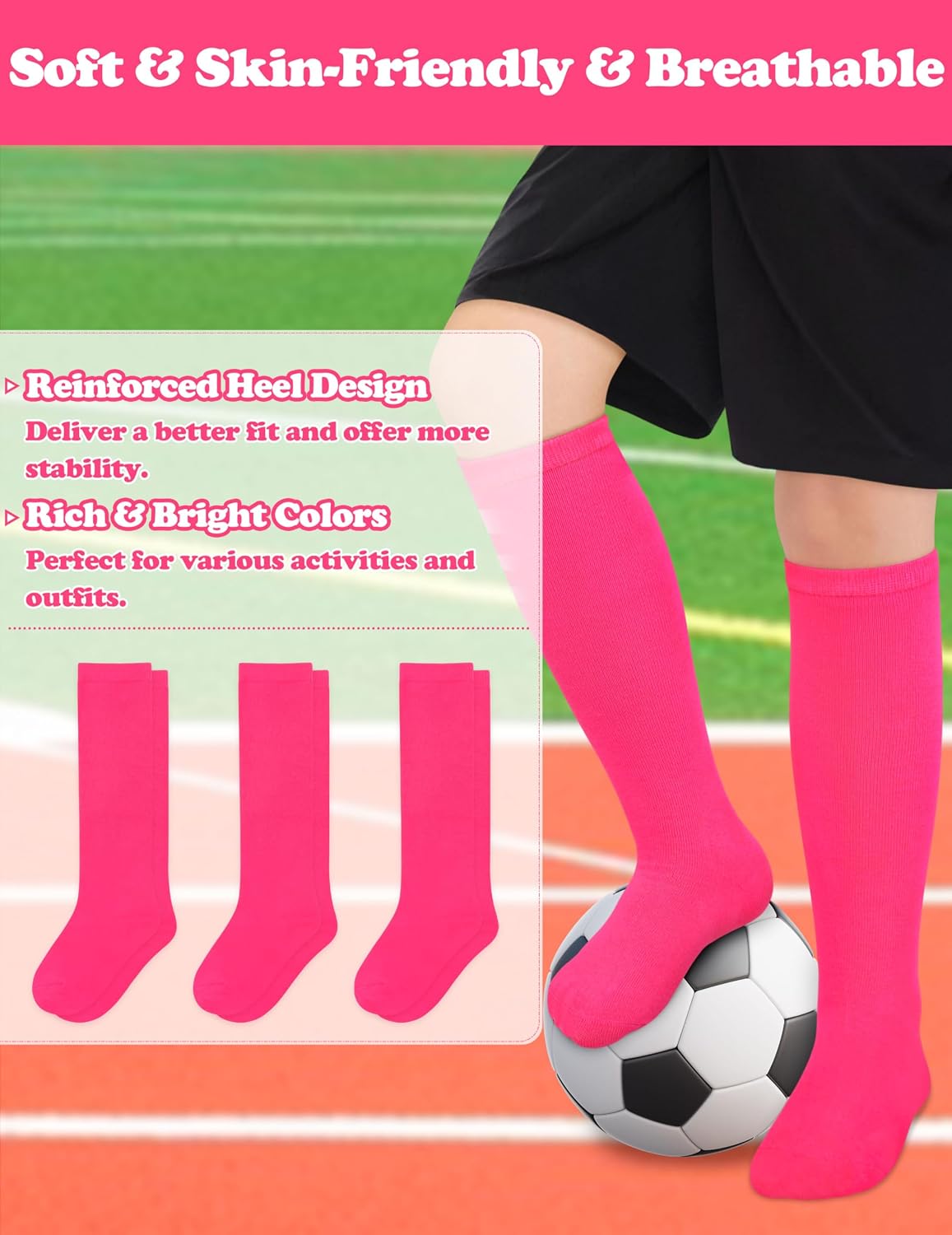 Sarfel Kids Soccer Socks Toddler Soccer Socks Boys Baseball Socks Girls Softball Socks Youth Football Accessories Kids Cotton