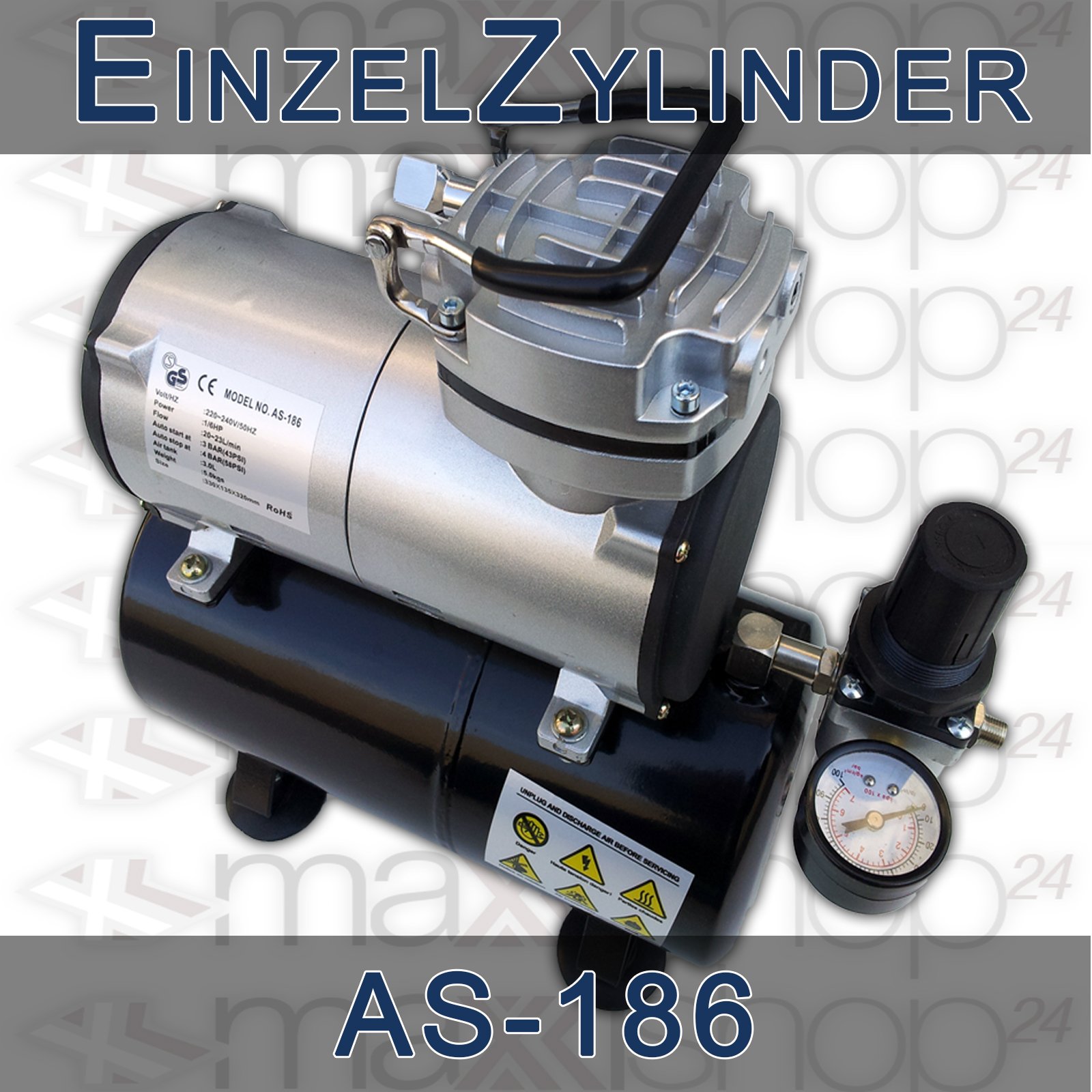 Airbrush-Set AS-186-E1 Komplett-Set Kompressor Set 12tlg. Mit 2 Pistolen