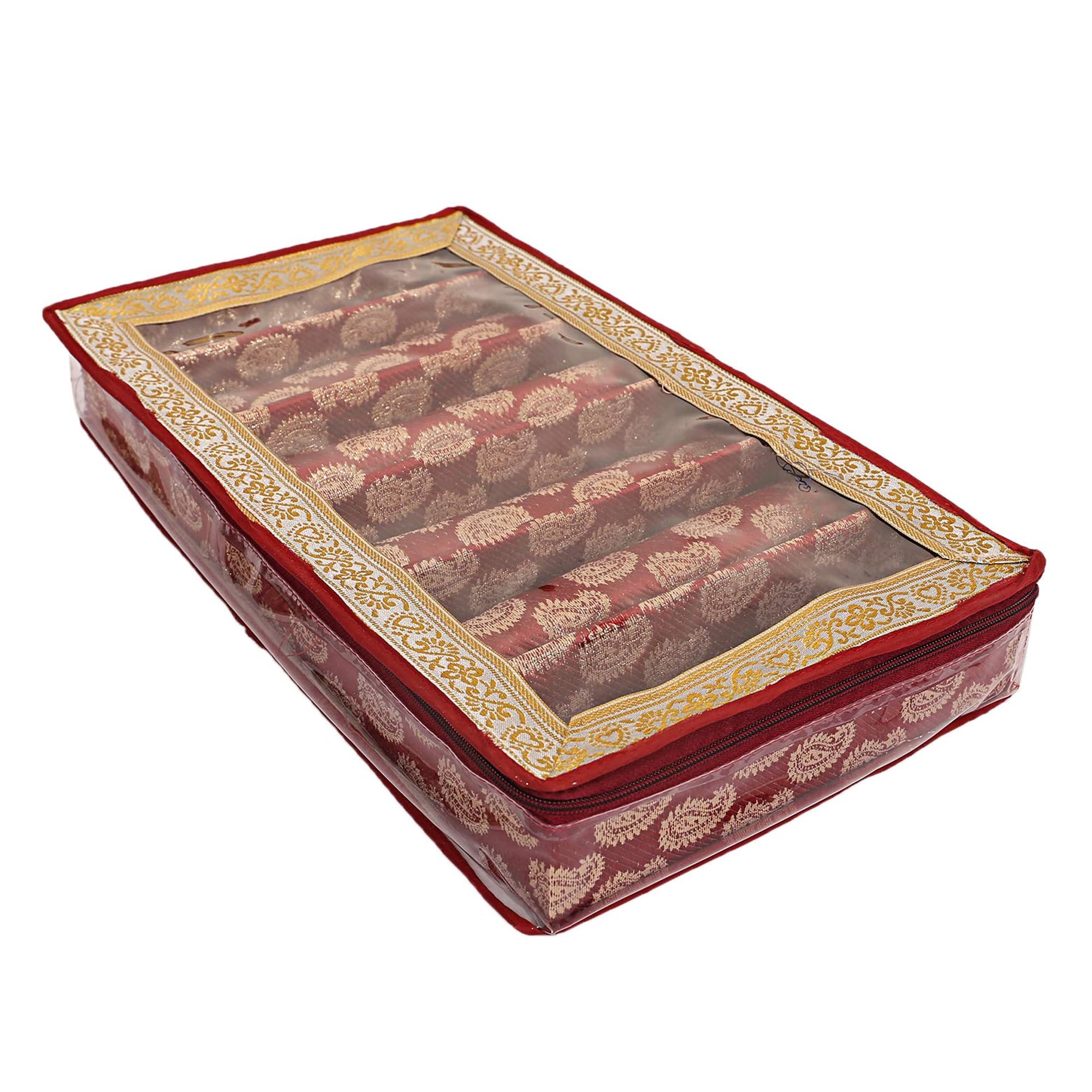 Kuber Industries Bangle Box | Bangles Storage Box for Women | Jewellery Organizer Box | 6 Rod Bangle Organizer | Red-image-9