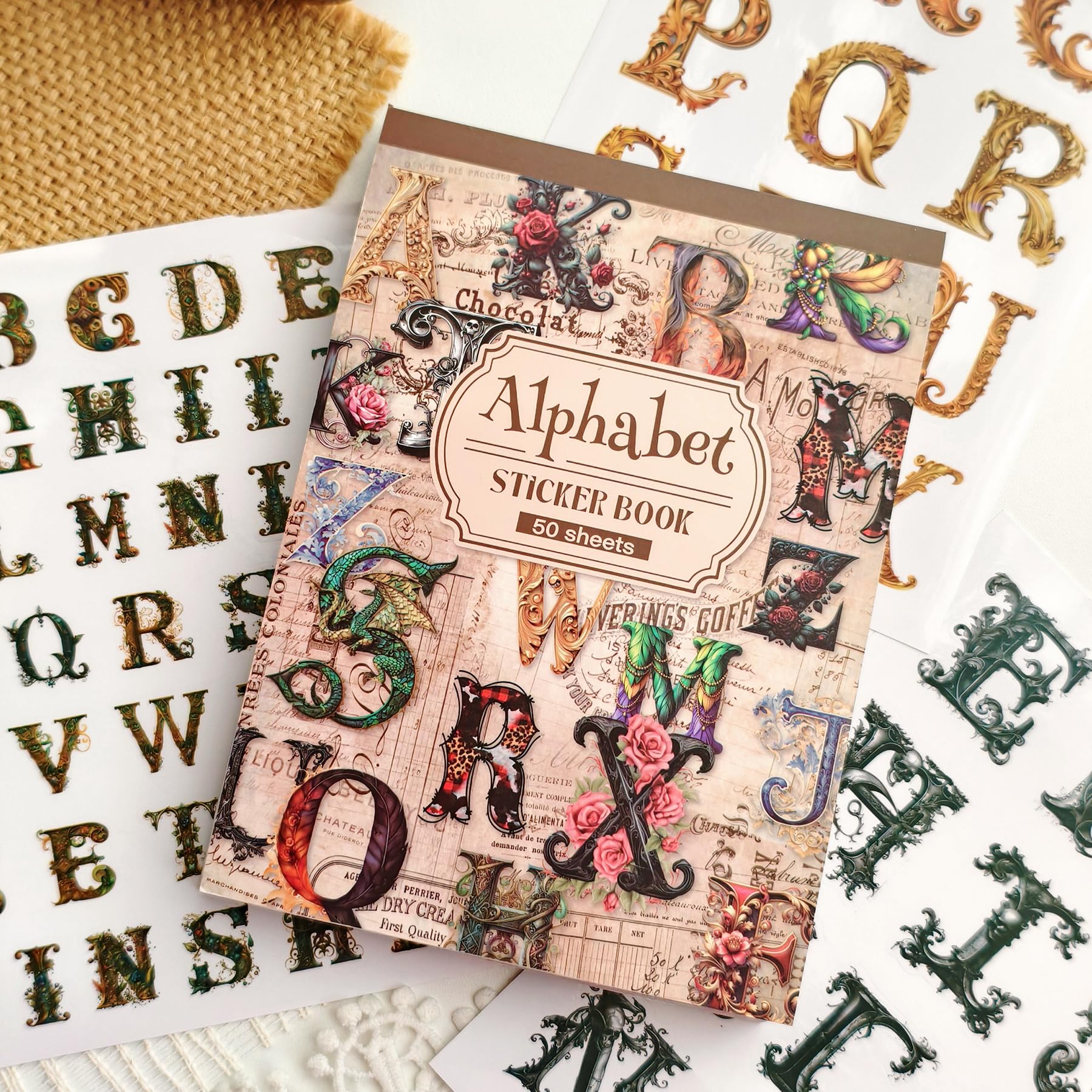 1500 Alphabet Letter Stickers - Vintage Scrapbook Supplies -11