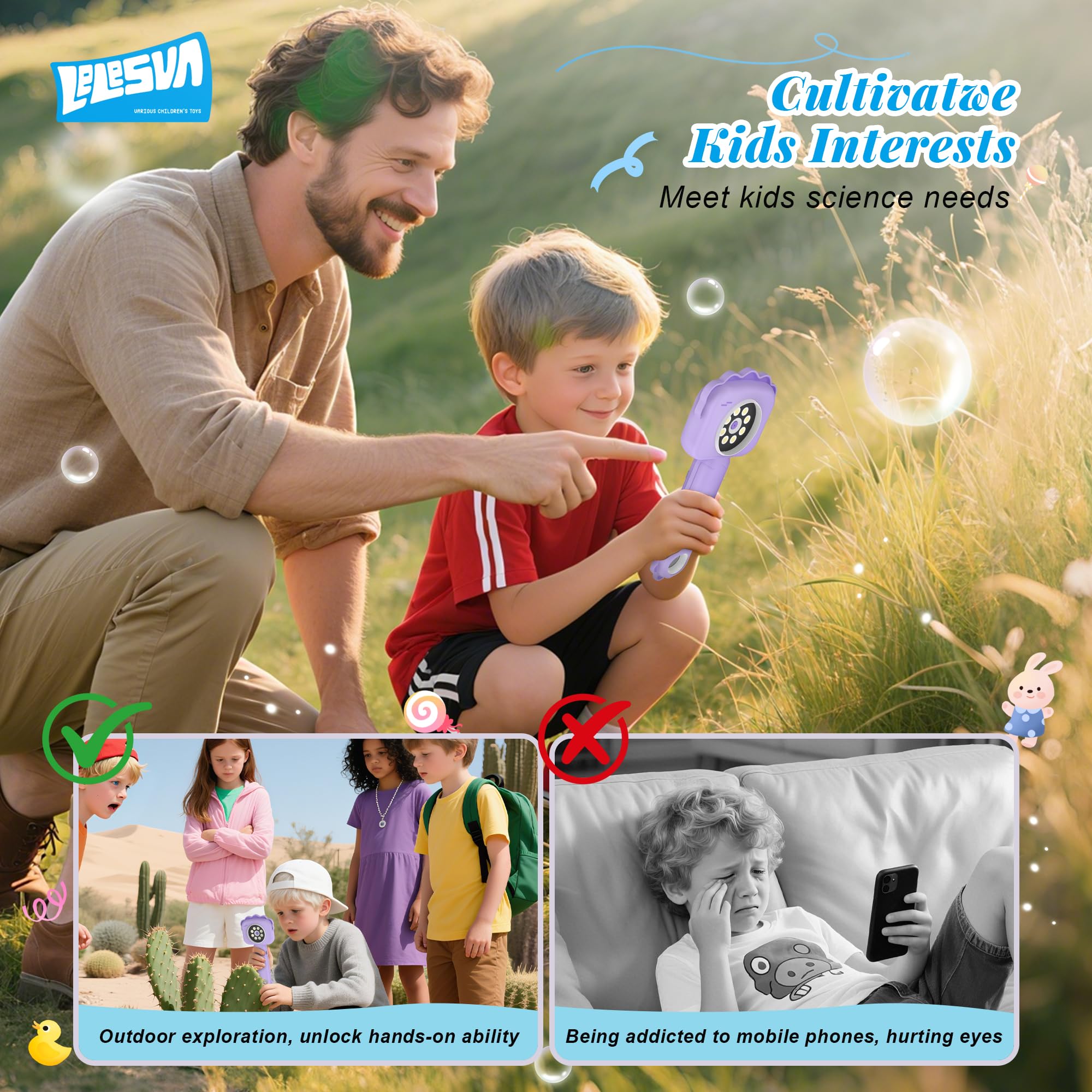 Microscopi per bambini, mini microscopio tascabile portatile per bambini piccoli, giocattoli educativi scientifici per regali di compleanno di Natale per bambini di 3 4 5 6 7 8 9 10 anni (leone)