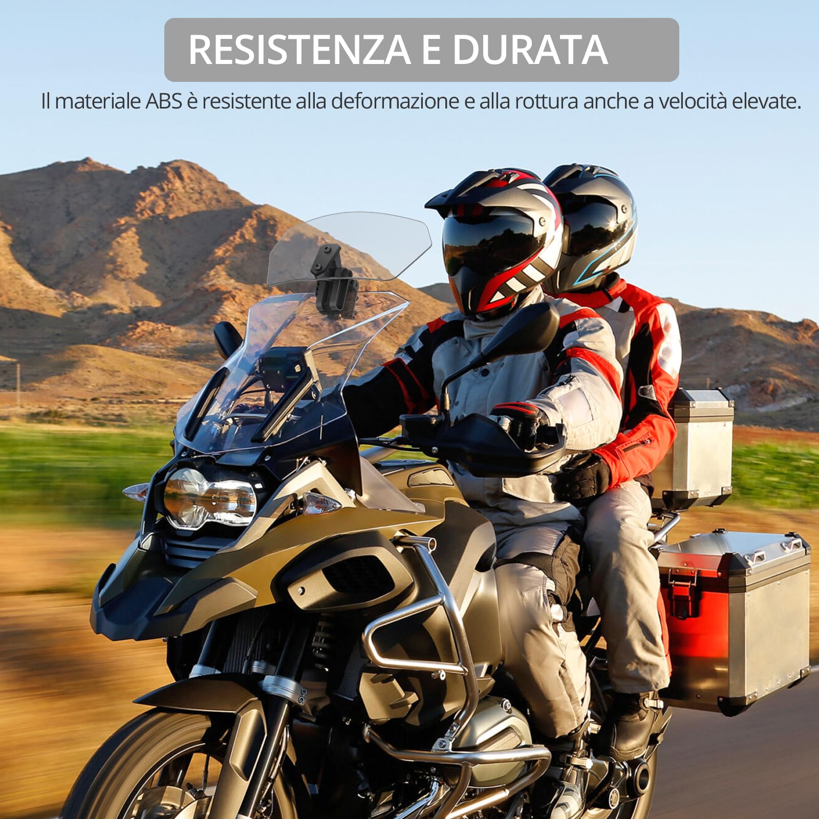 Justech Parabrezza Moto Spoiler di Estensione Parabrezza del Vento con Clip Regolabile Cupolino Spoiler Parabrezza Prolunga Deflettore Universale per Moto -Staffa Nera