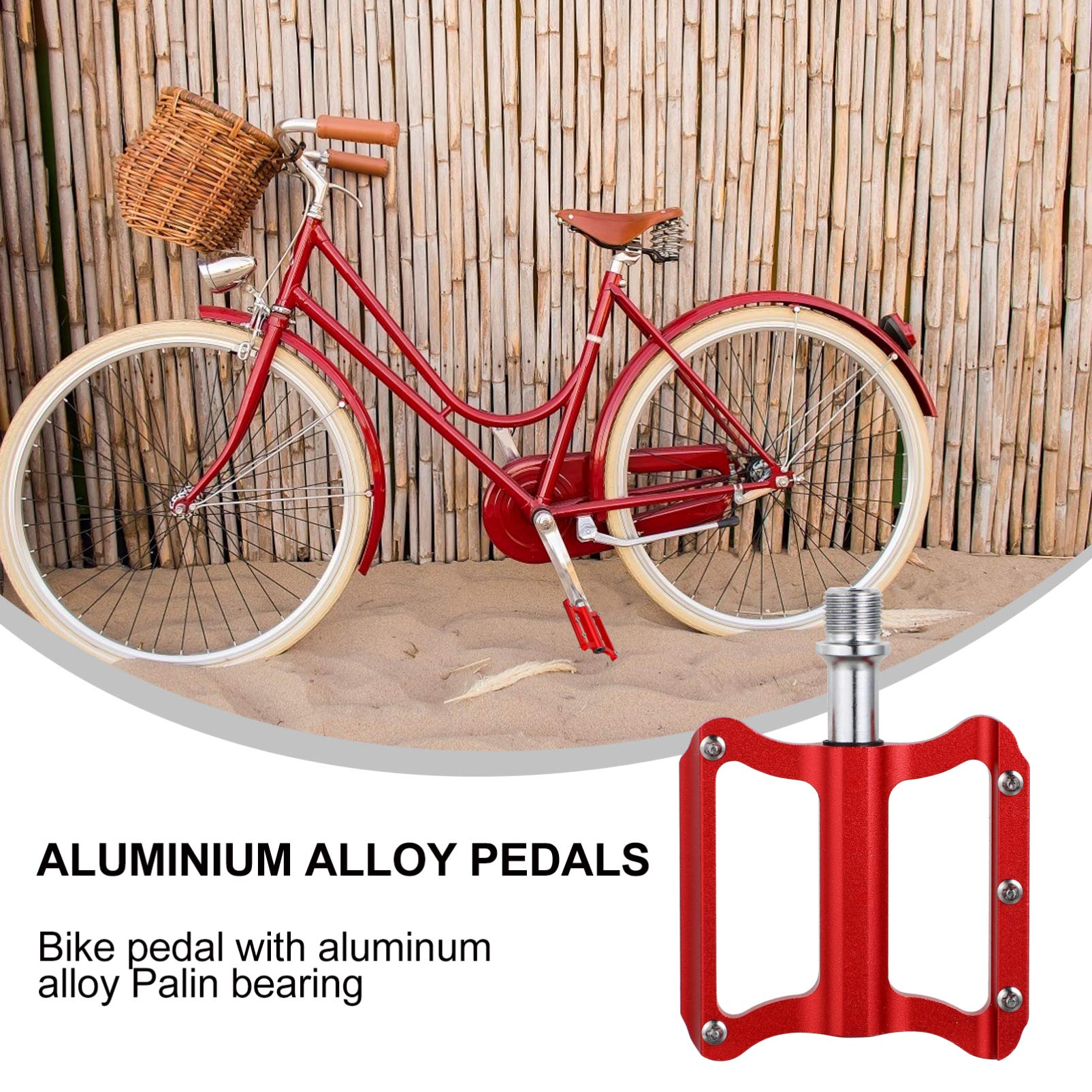 Pedali Bici Mountain Bike Flat in Lega di Alluminio Rossi