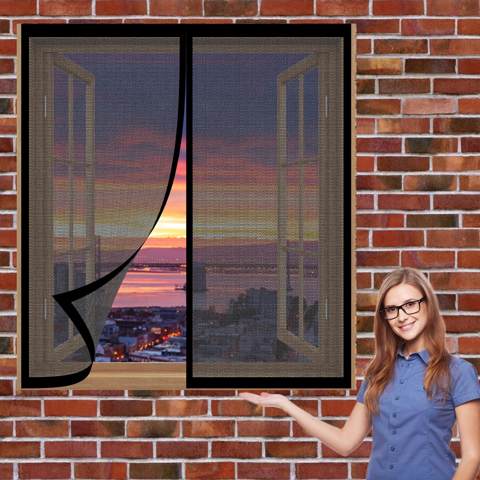 Curtain Mosquito Net 100 x 186 cm(39 x 73inch) Magnetic Fly Insect Bug Mesh Curtain Curtain Fly Screens Keep Fresh Air in & Bugs Out for All Kinds of Window, Black